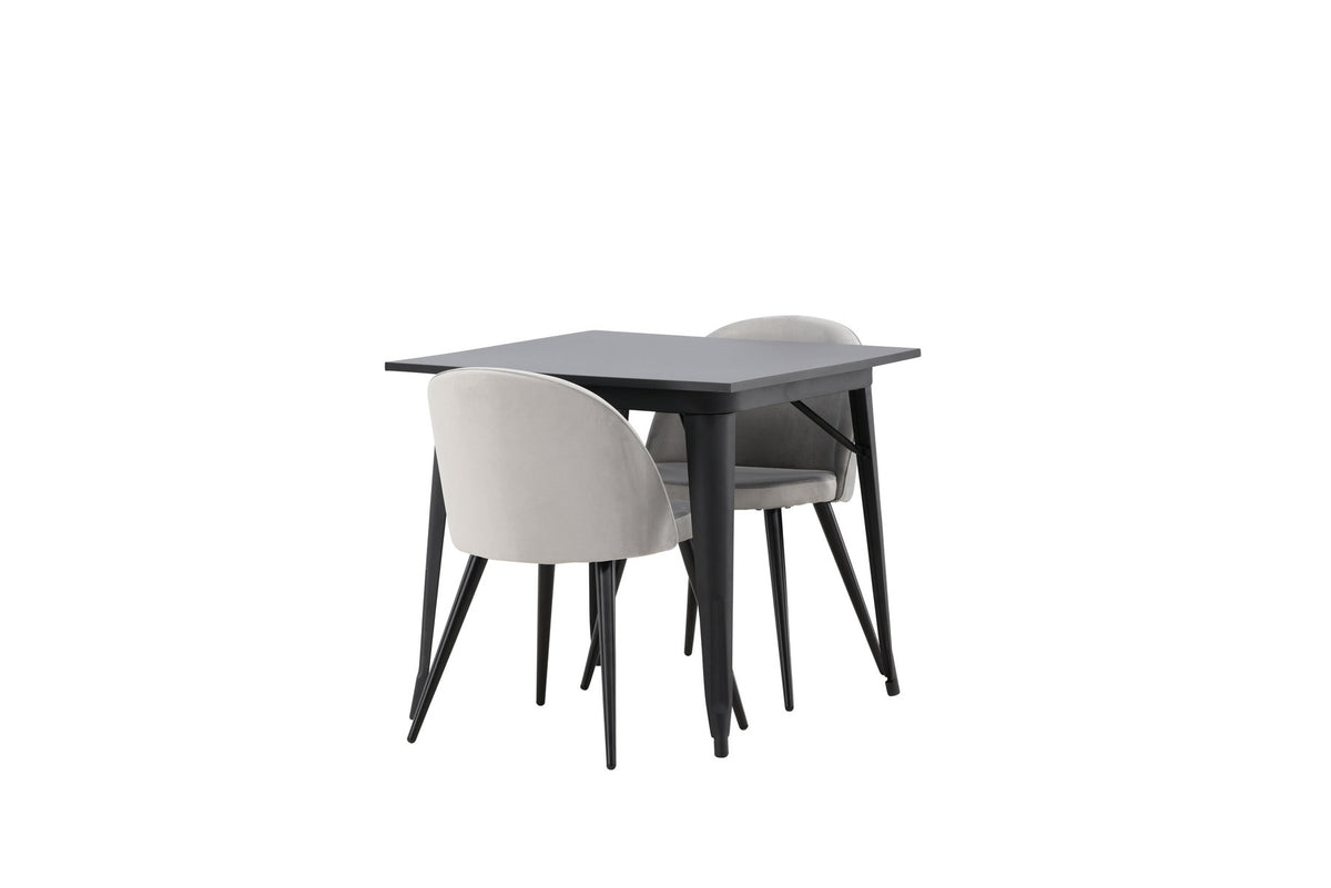 Tempe Esszimmerset + Velvet 80cm/2St. in Schwarzgrau präsentiert im Onlineshop von KAQTU Design AG. Esszimmerset ist von Venture Home