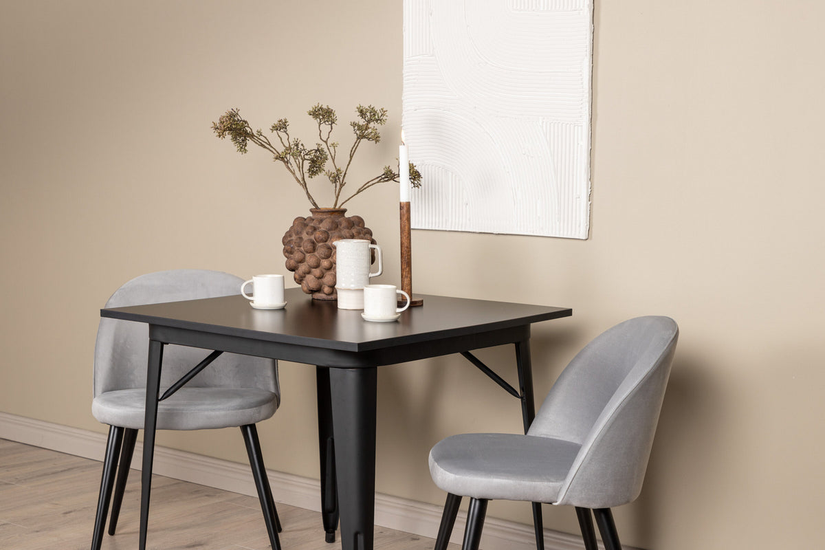 Tempe Esszimmerset + Velvet 80cm/2St. in Schwarzgrau präsentiert im Onlineshop von KAQTU Design AG. Esszimmerset ist von Venture Home