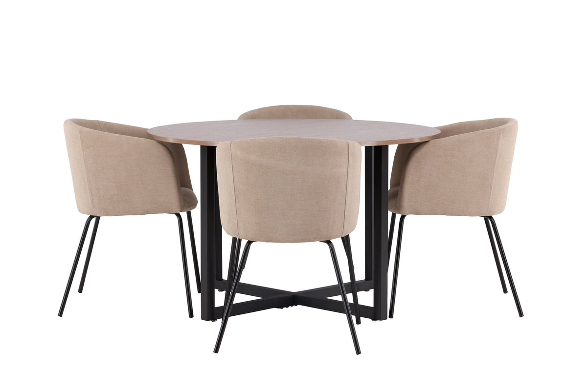 Durango Esszimmerset + Berit ⌀120cm/4St. in Beige, Schwarz präsentiert im Onlineshop von KAQTU Design AG. Esszimmerset ist von Venture Home