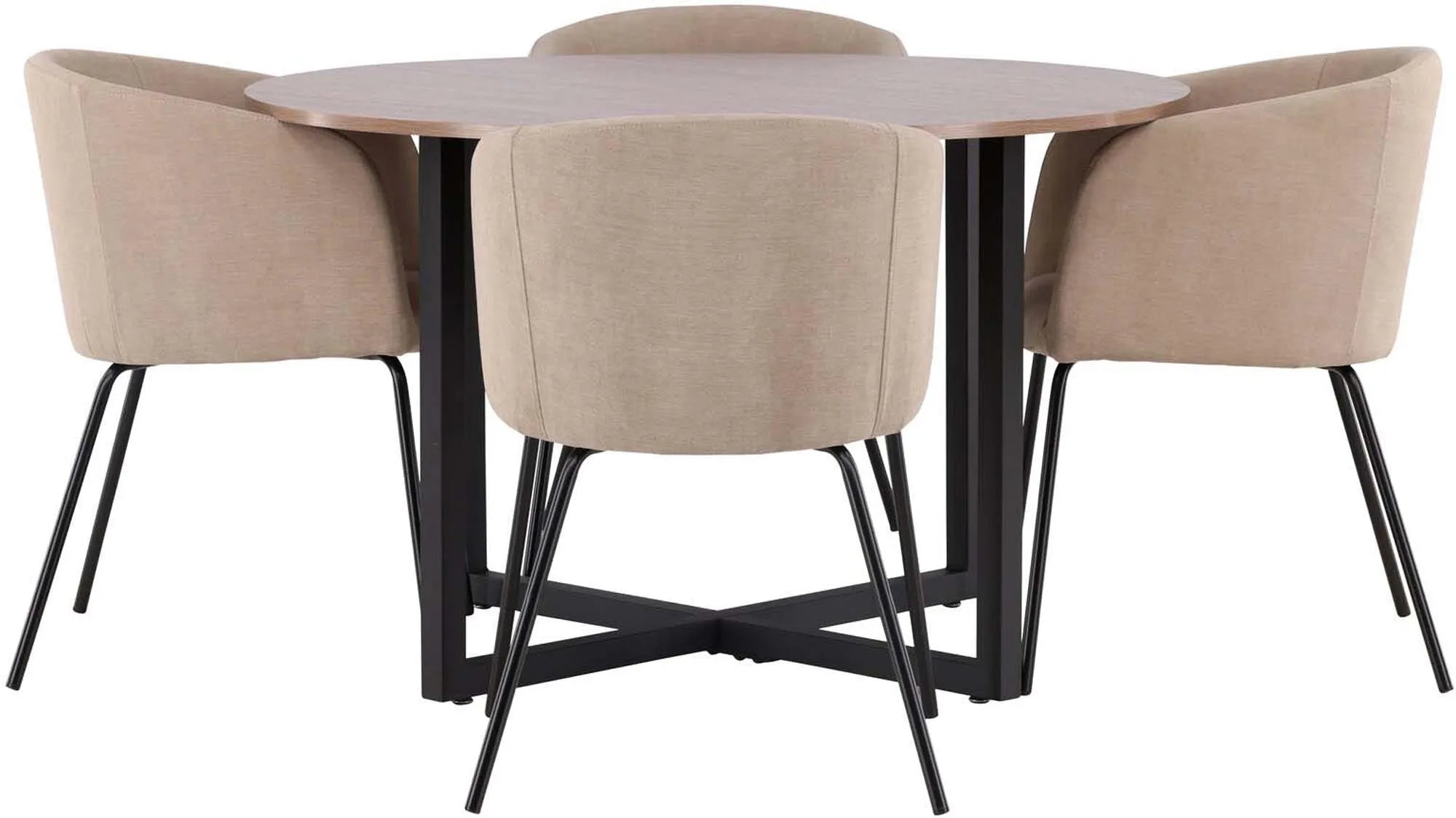 Elegantes Esszimmerset: Walnuss-Tisch, Samtstühle, modernes Design, ideal für gesellige Runden. Stilvoll und komfortabel.