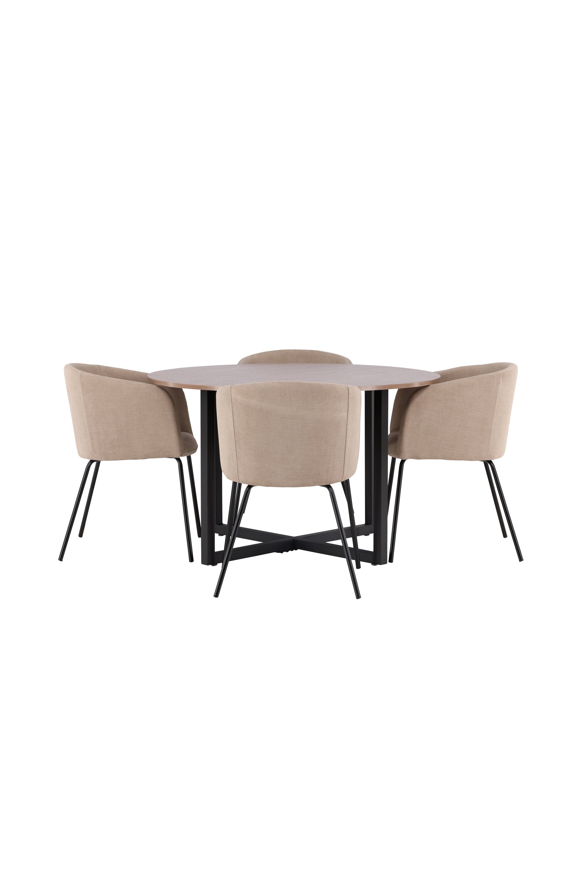 Durango Esszimmerset + Berit ⌀120cm/4St. in Beige, Schwarz präsentiert im Onlineshop von KAQTU Design AG. Esszimmerset ist von Venture Home
