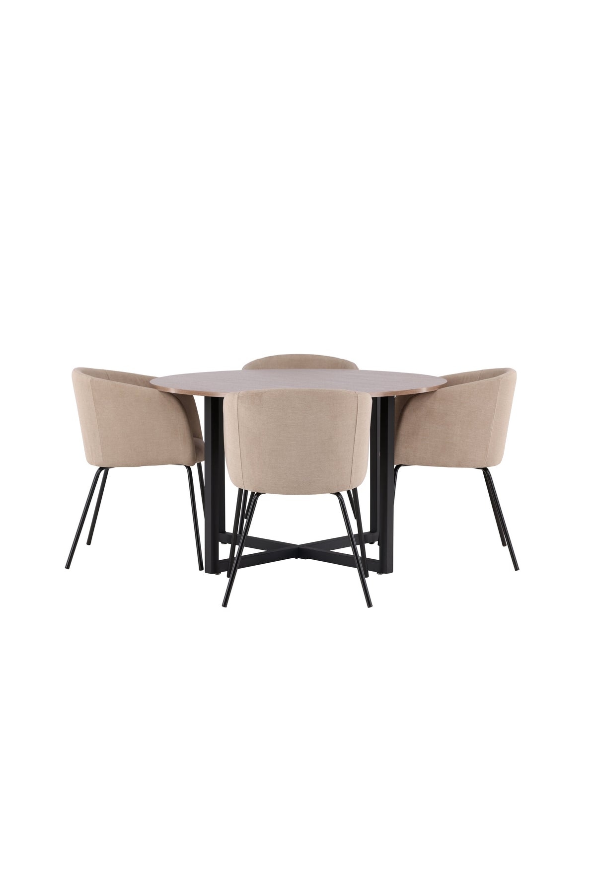 Durango Esszimmerset + Berit ⌀120cm/4St. in Beige, Schwarz präsentiert im Onlineshop von KAQTU Design AG. Esszimmerset ist von Venture Home