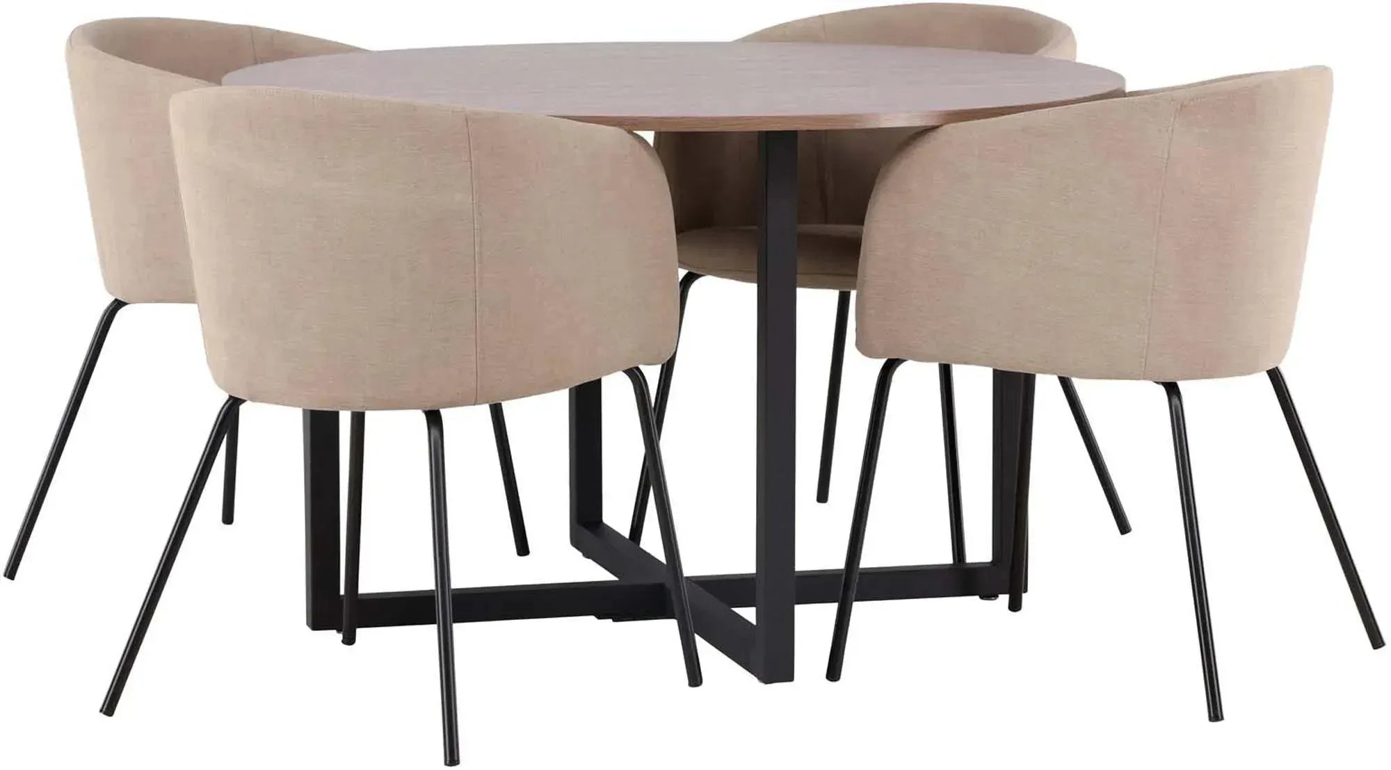 Das Esszimmerset Durango mit dem runden Tisch Berit (⌀120cm) und 4 Stühlen von Venture Home bietet Stil und Bequemlichkeit.