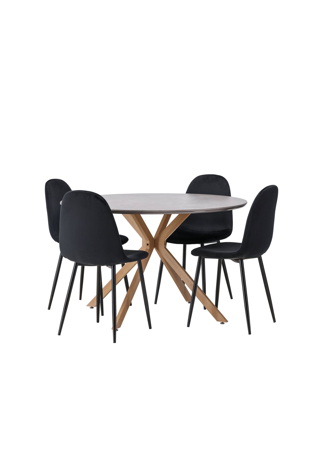 Piazza Esstisch + 4 x Polar Esszimmerstuhl in Schwarz/Velvet präsentiert im Onlineshop von KAQTU Design AG. Esszimmerset ist von Venture Home