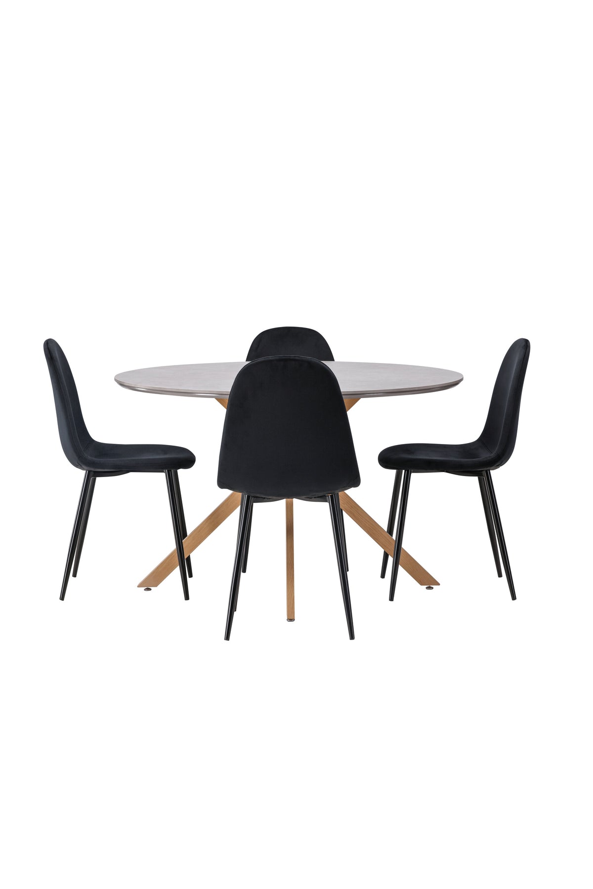 Piazza Esstisch + 4 x Polar Esszimmerstuhl in Schwarz/Velvet präsentiert im Onlineshop von KAQTU Design AG. Esszimmerset ist von Venture Home