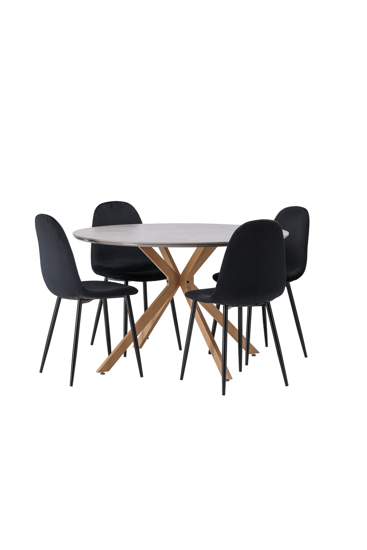 Piazza Esstisch + 4 x Polar Esszimmerstuhl in Schwarz/Velvet präsentiert im Onlineshop von KAQTU Design AG. Esszimmerset ist von Venture Home