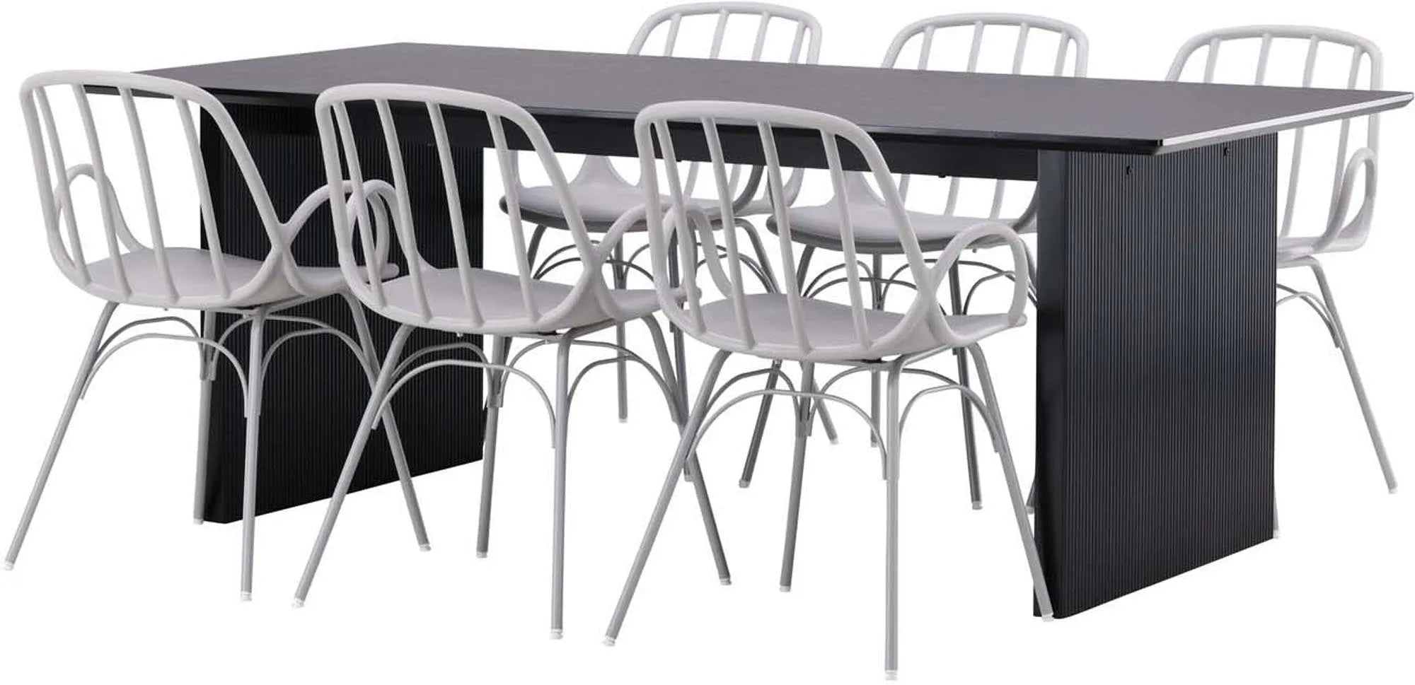 Modernes Esszimmerset Vail: 200cm Tisch mit 6 Dyrön Stühlen.