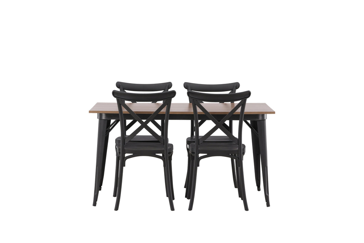 Tempe Esszimmerset + Crosett 140cm/4St. in Schwarz präsentiert im Onlineshop von KAQTU Design AG. Esszimmerset ist von Venture Home