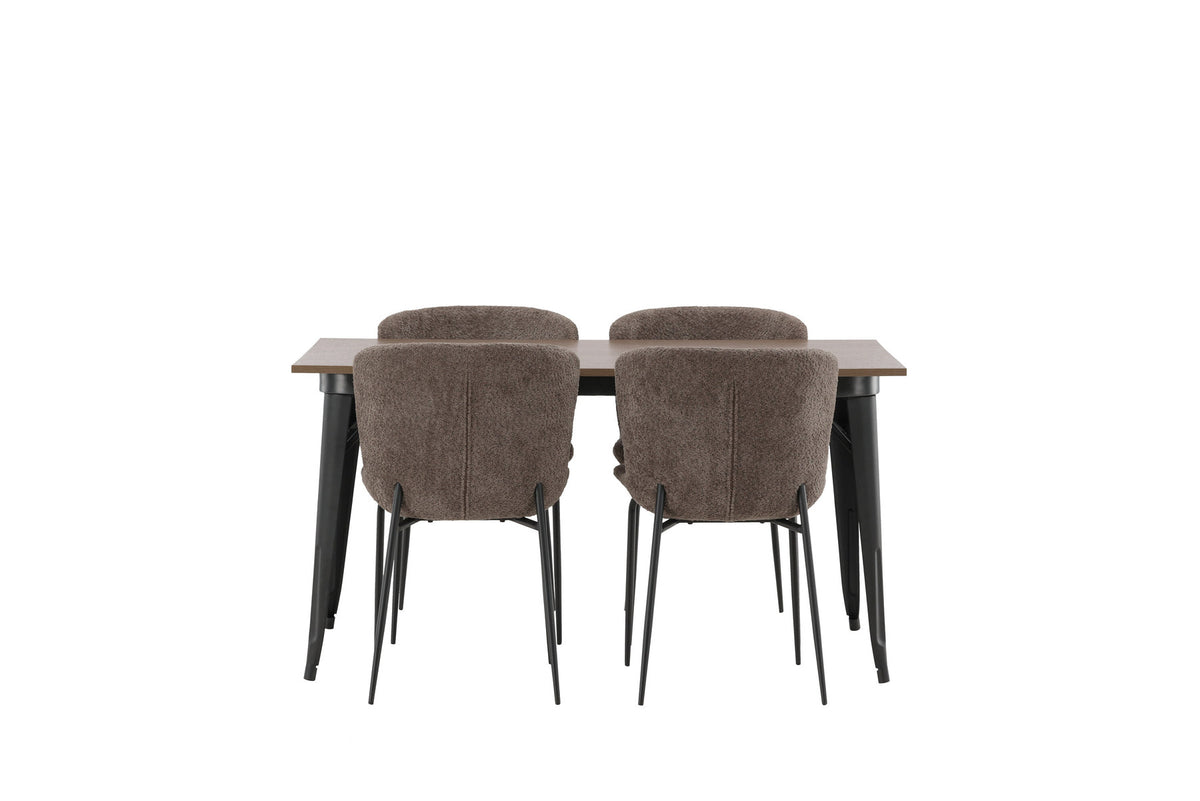 Tempe Esszimmerset + Modesto 140cm/4St. in Schwarz, Dunkelgrau präsentiert im Onlineshop von KAQTU Design AG. Esszimmerset ist von Venture Home
