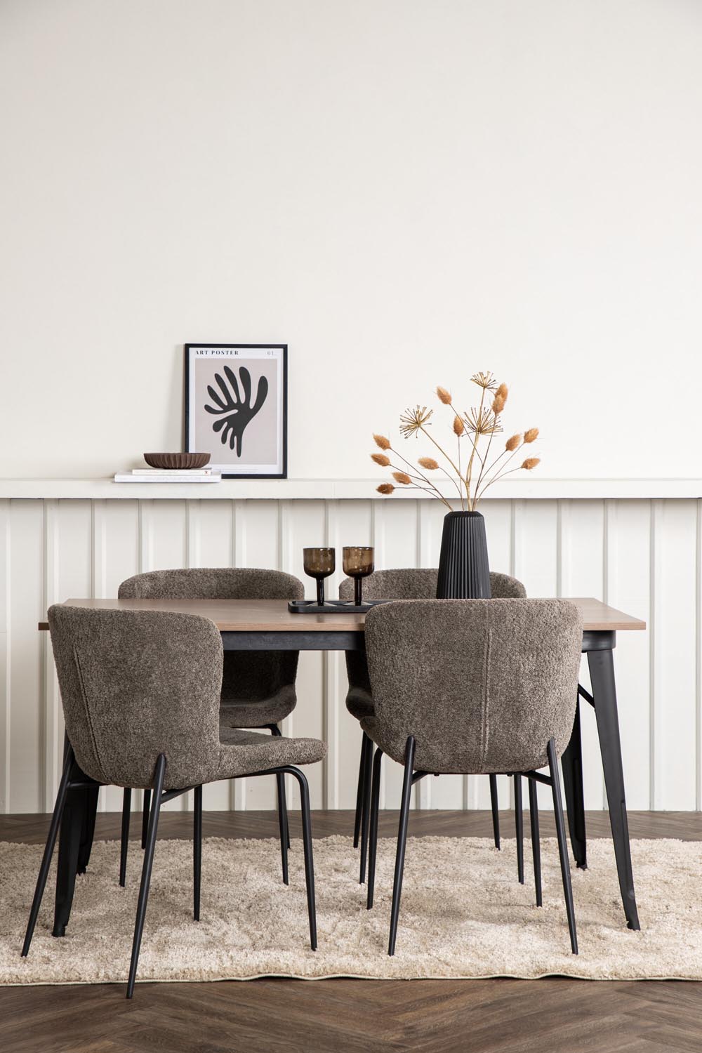 Tempe Esszimmerset + Modesto 140cm/4St. in Schwarz, Dunkelgrau präsentiert im Onlineshop von KAQTU Design AG. Esszimmerset ist von Venture Home