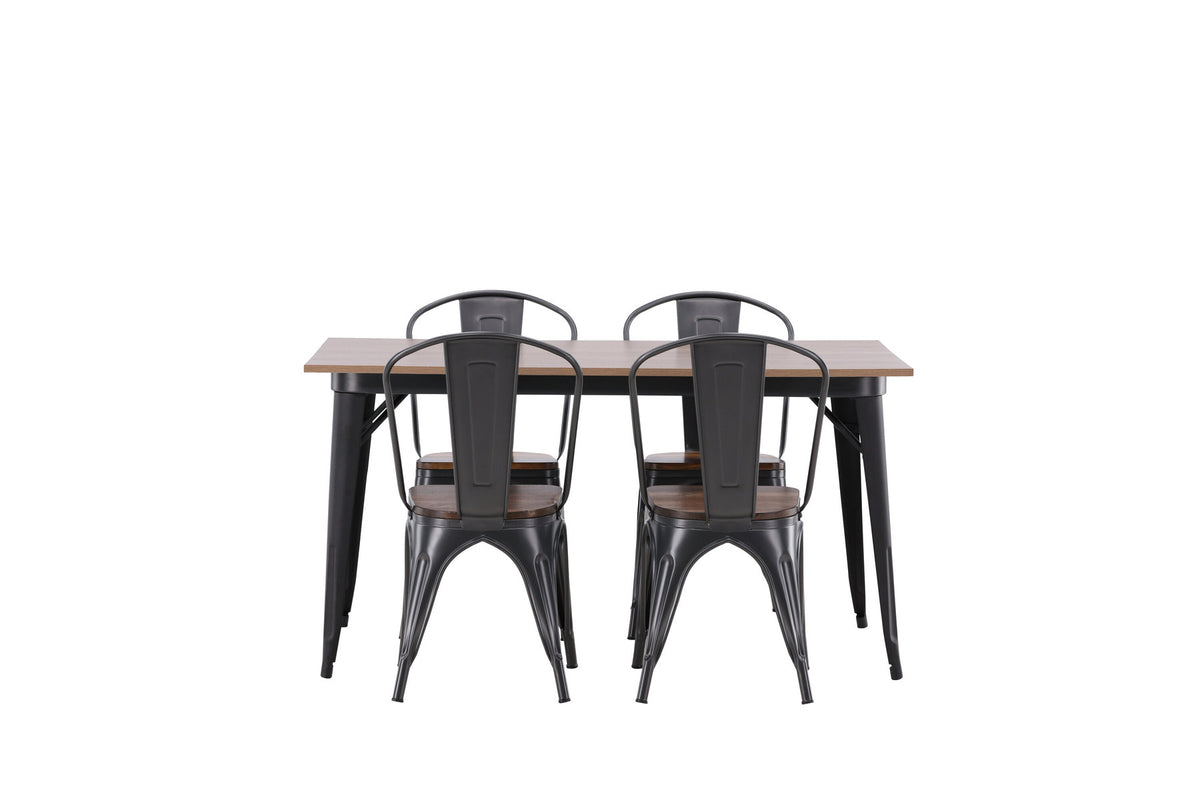 Tempe Esszimmerset + Tempe 140cm/4St. in Dunkelgrau, Walnuss präsentiert im Onlineshop von KAQTU Design AG. Esszimmerset ist von Venture Home