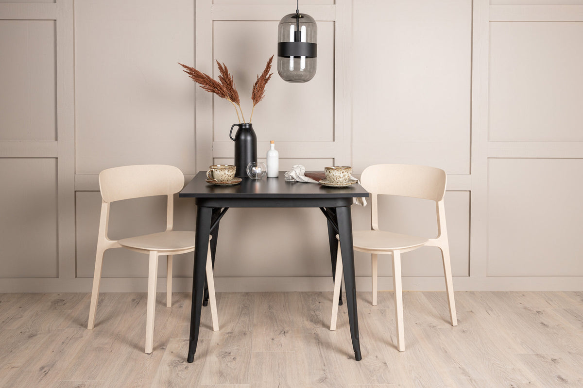 Tempe Esstisch + 2 x Åstol Esszimmerstuhl in Beige präsentiert im Onlineshop von KAQTU Design AG. Esszimmerset ist von Venture Home