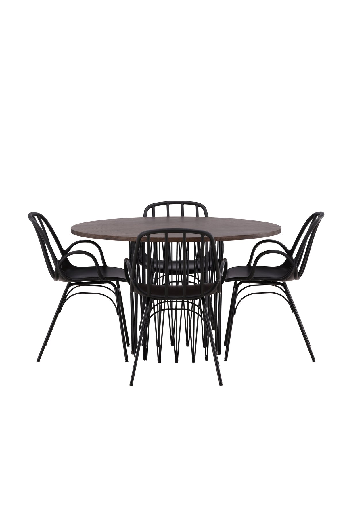 Stone Esszimmerset + Dyrön ⌀120cm/4St. in Schwarz präsentiert im Onlineshop von KAQTU Design AG. Esszimmerset ist von Venture Home