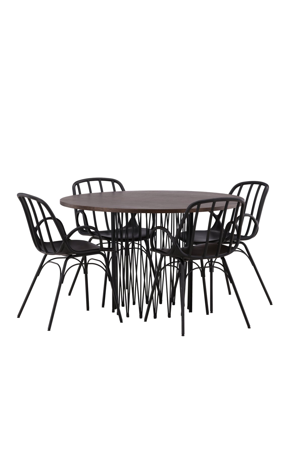 Stone Esszimmerset + Dyrön ⌀120cm/4St. in Schwarz präsentiert im Onlineshop von KAQTU Design AG. Esszimmerset ist von Venture Home