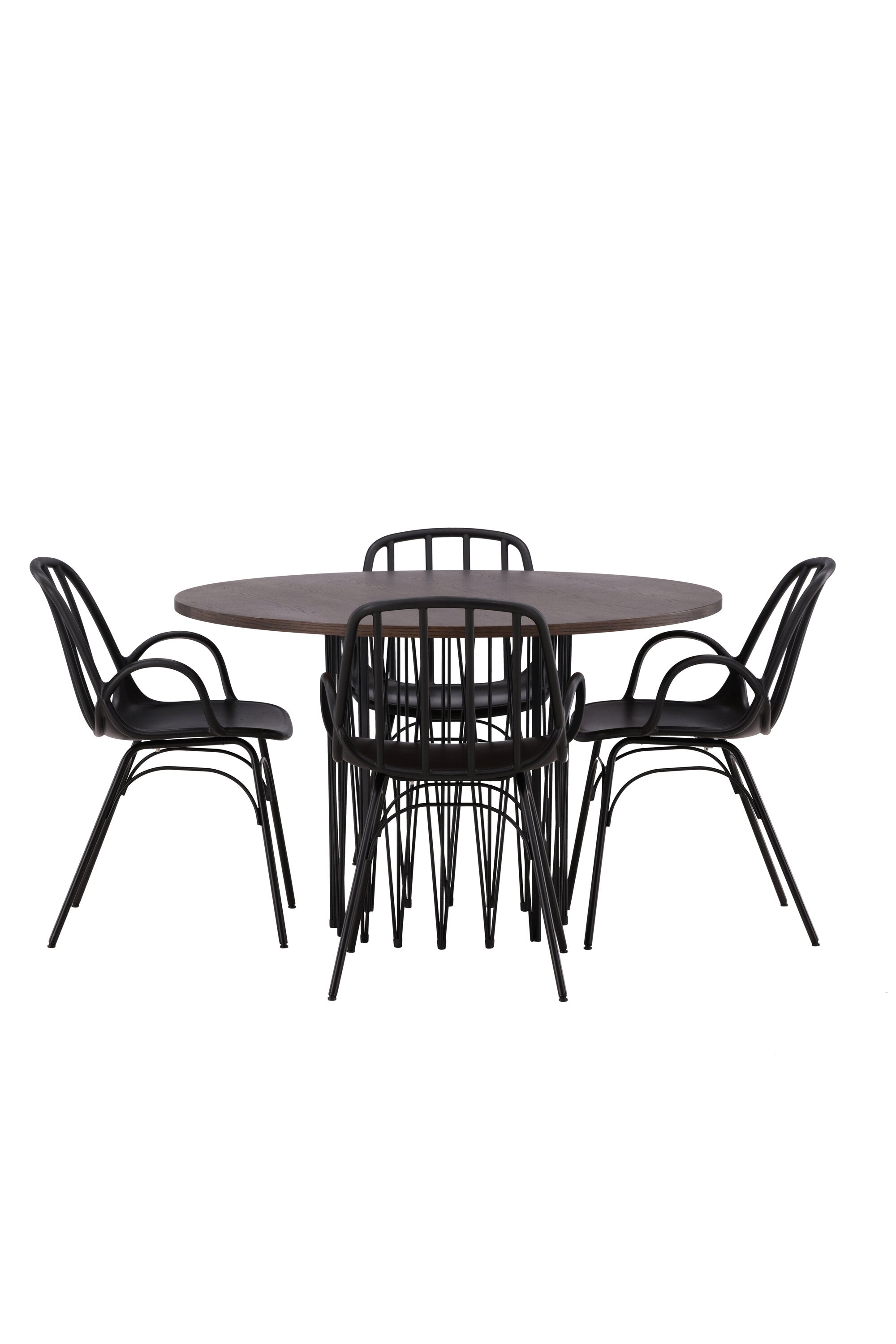 Stone Esszimmerset + Dyrön ⌀120cm/4St. in Schwarz präsentiert im Onlineshop von KAQTU Design AG. Esszimmerset ist von Venture Home