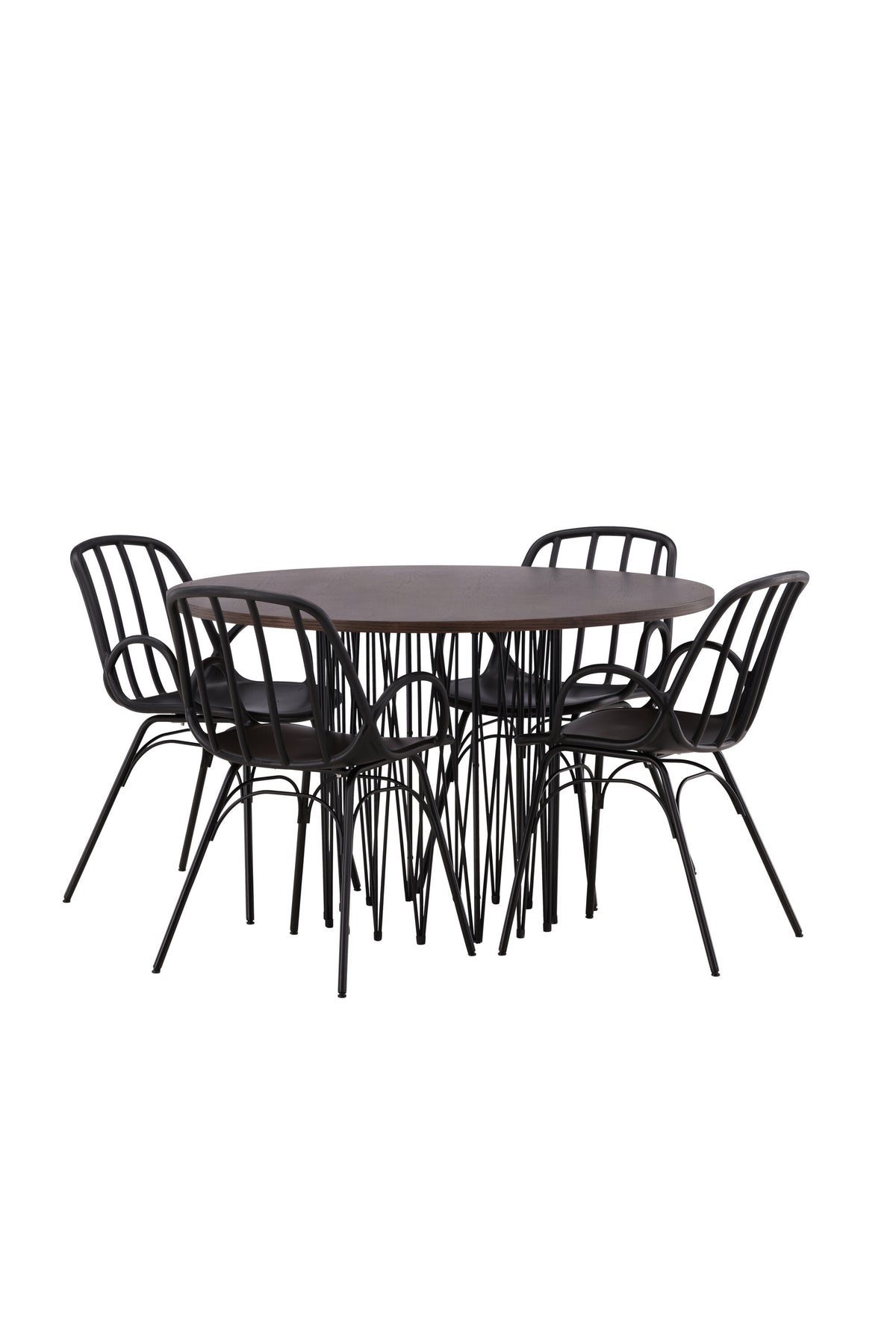 Stone Esszimmerset + Dyrön ⌀120cm/4St. in Schwarz präsentiert im Onlineshop von KAQTU Design AG. Esszimmerset ist von Venture Home