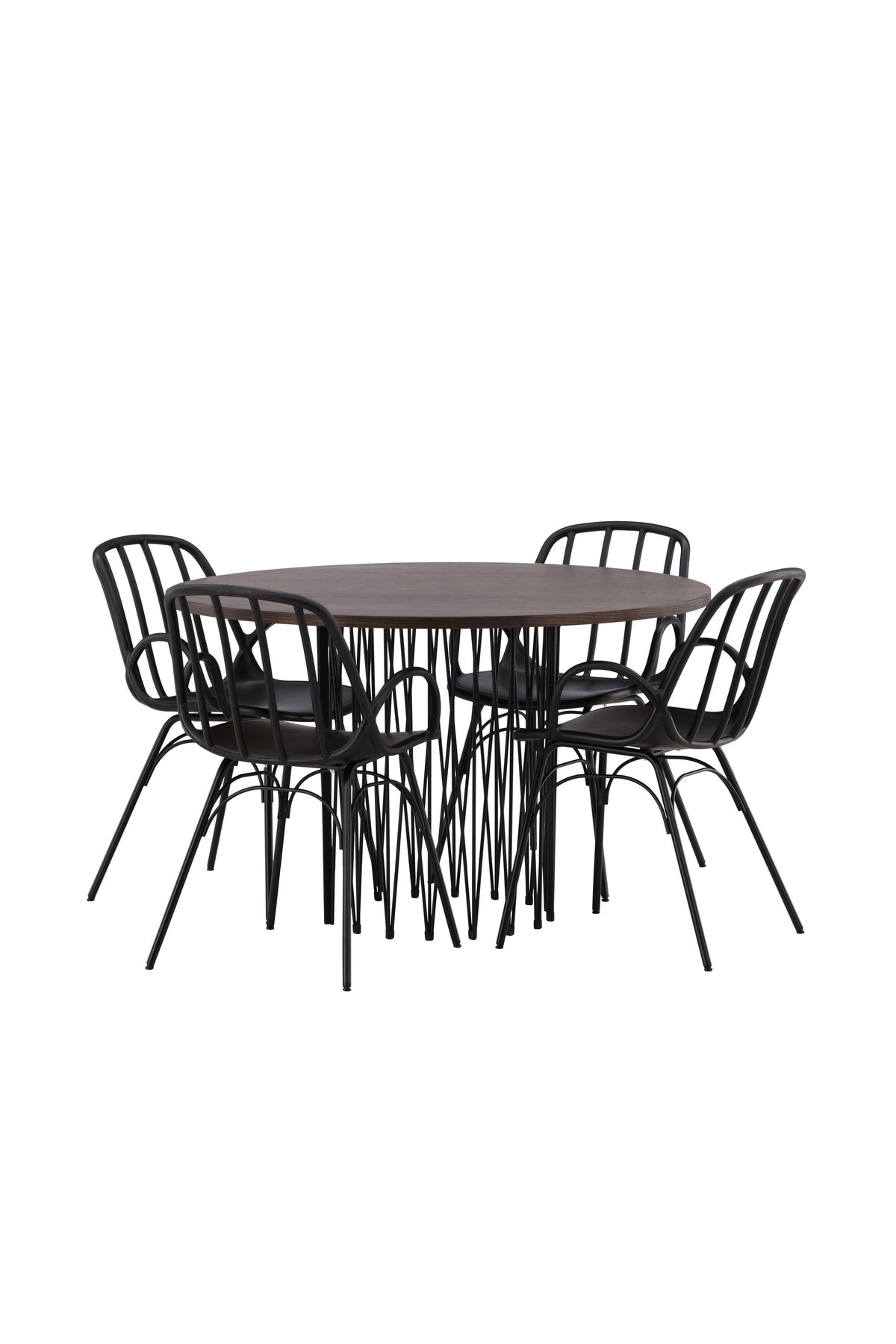 Stone Esszimmerset + Dyrön ⌀120cm/4St. in Schwarz präsentiert im Onlineshop von KAQTU Design AG. Esszimmerset ist von Venture Home