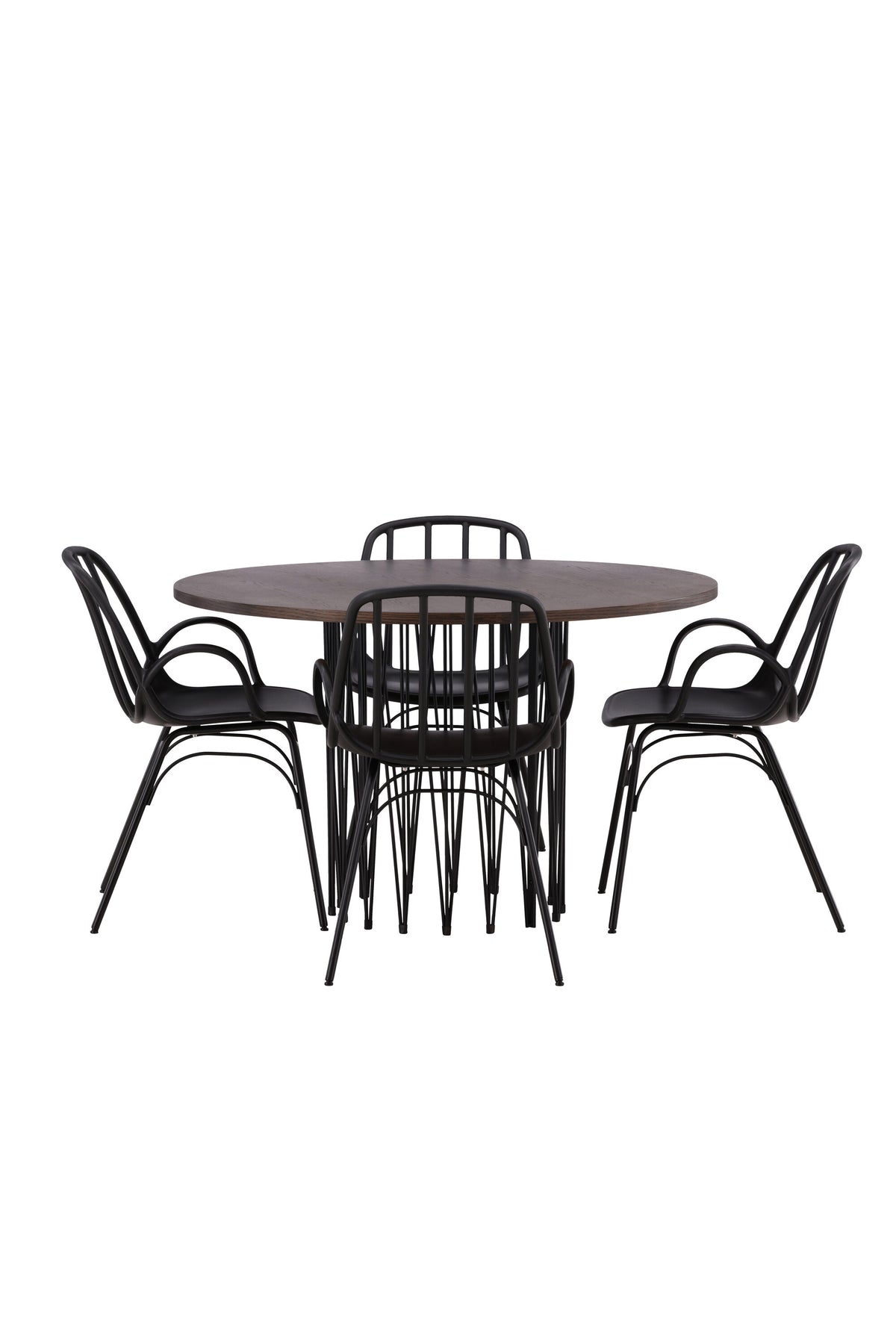 Stone Esszimmerset + Dyrön ⌀120cm/4St. in Schwarz präsentiert im Onlineshop von KAQTU Design AG. Esszimmerset ist von Venture Home