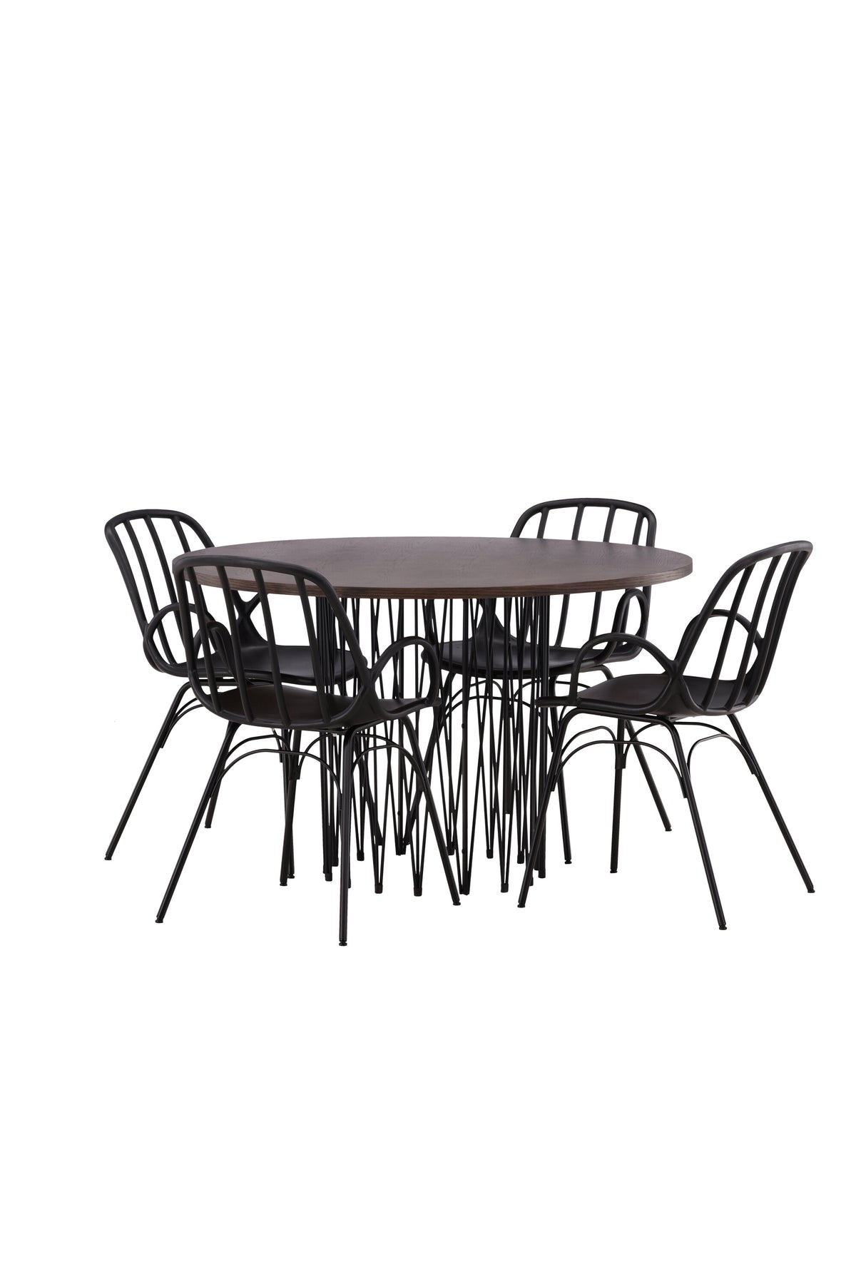 Stone Esszimmerset + Dyrön ⌀120cm/4St. in Schwarz präsentiert im Onlineshop von KAQTU Design AG. Esszimmerset ist von Venture Home
