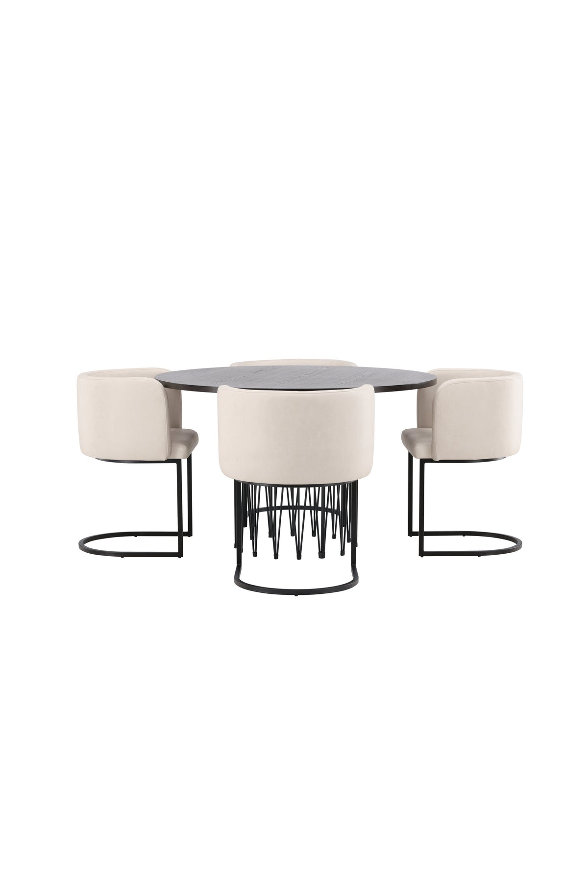 Stone Esszimmerset + Simrishamn ⌀120cm/4St. in Beige, Schwarz präsentiert im Onlineshop von KAQTU Design AG. Esszimmerset ist von Venture Home
