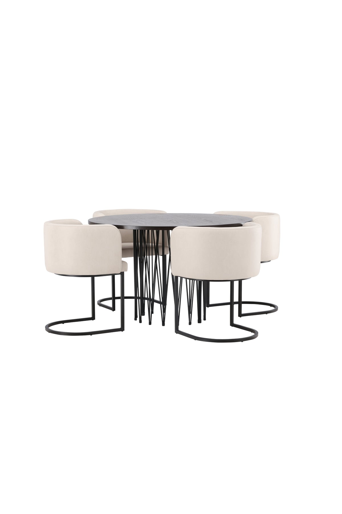 Stone Esszimmerset + Simrishamn ⌀120cm/4St. in Beige, Schwarz präsentiert im Onlineshop von KAQTU Design AG. Esszimmerset ist von Venture Home