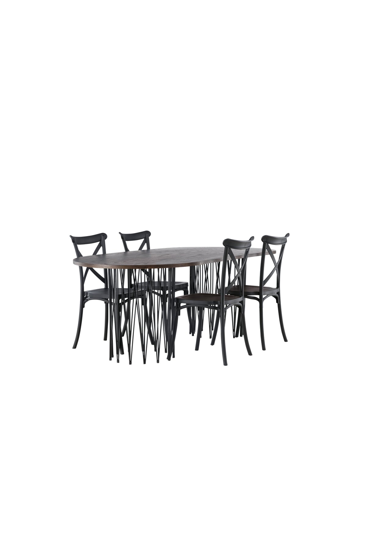 Stone Esszimmerset + Crosett 220cm/4St. in Schwarz präsentiert im Onlineshop von KAQTU Design AG. Esszimmerset ist von Venture Home