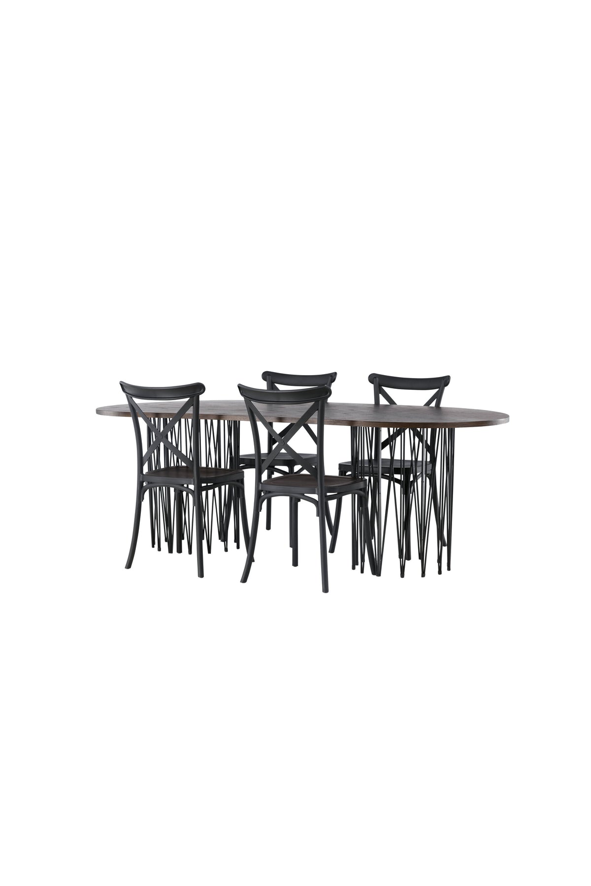 Stone Esszimmerset + Crosett 220cm/4St. in Schwarz präsentiert im Onlineshop von KAQTU Design AG. Esszimmerset ist von Venture Home