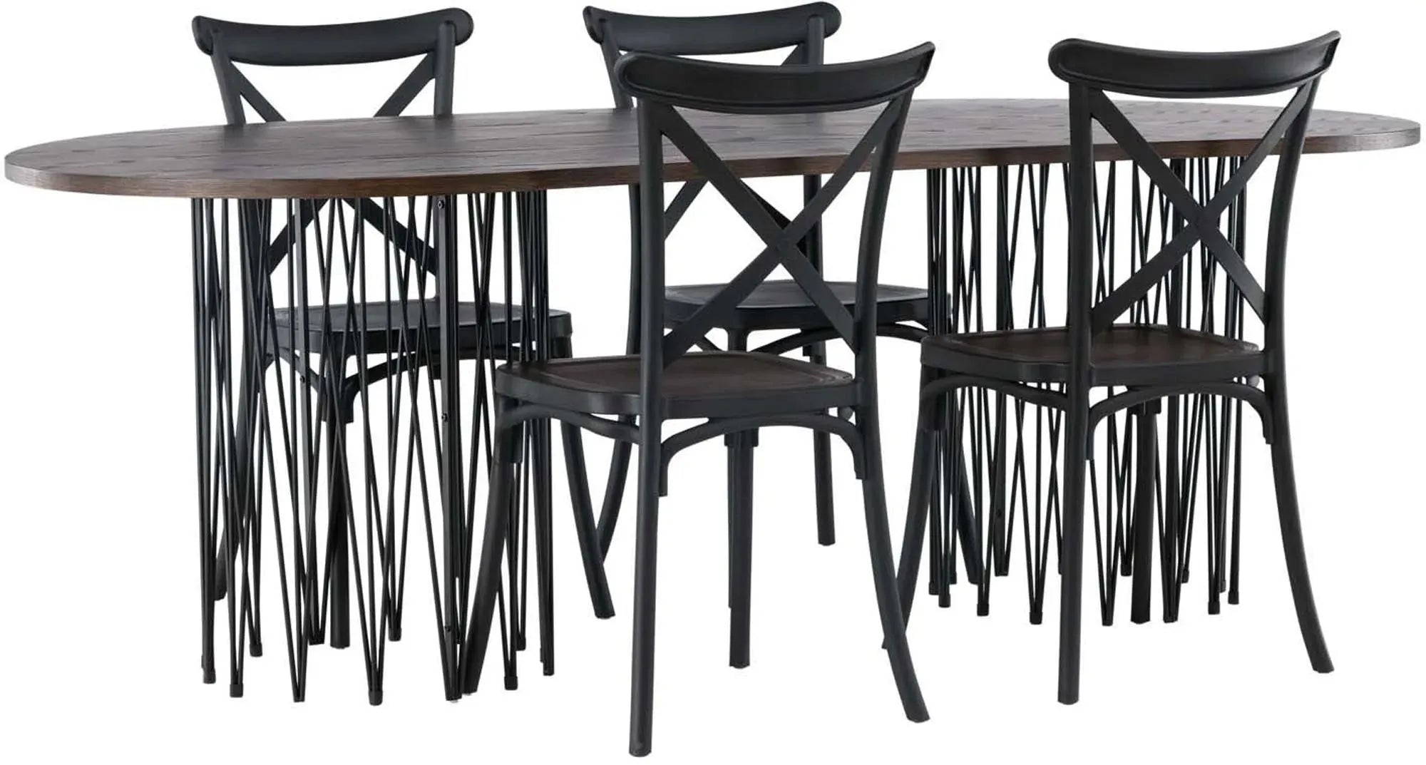 Luxuriöses Stone Esszimmerset 220cm mit 4 Crosett Stühlen, Venture Home.