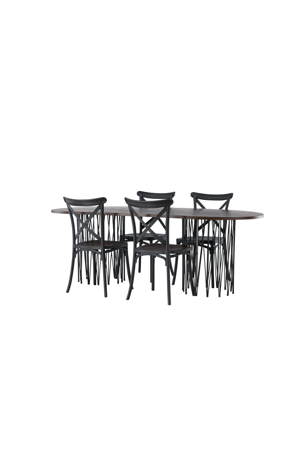 Stone Esszimmerset + Crosett 220cm/4St. in Schwarz präsentiert im Onlineshop von KAQTU Design AG. Esszimmerset ist von Venture Home