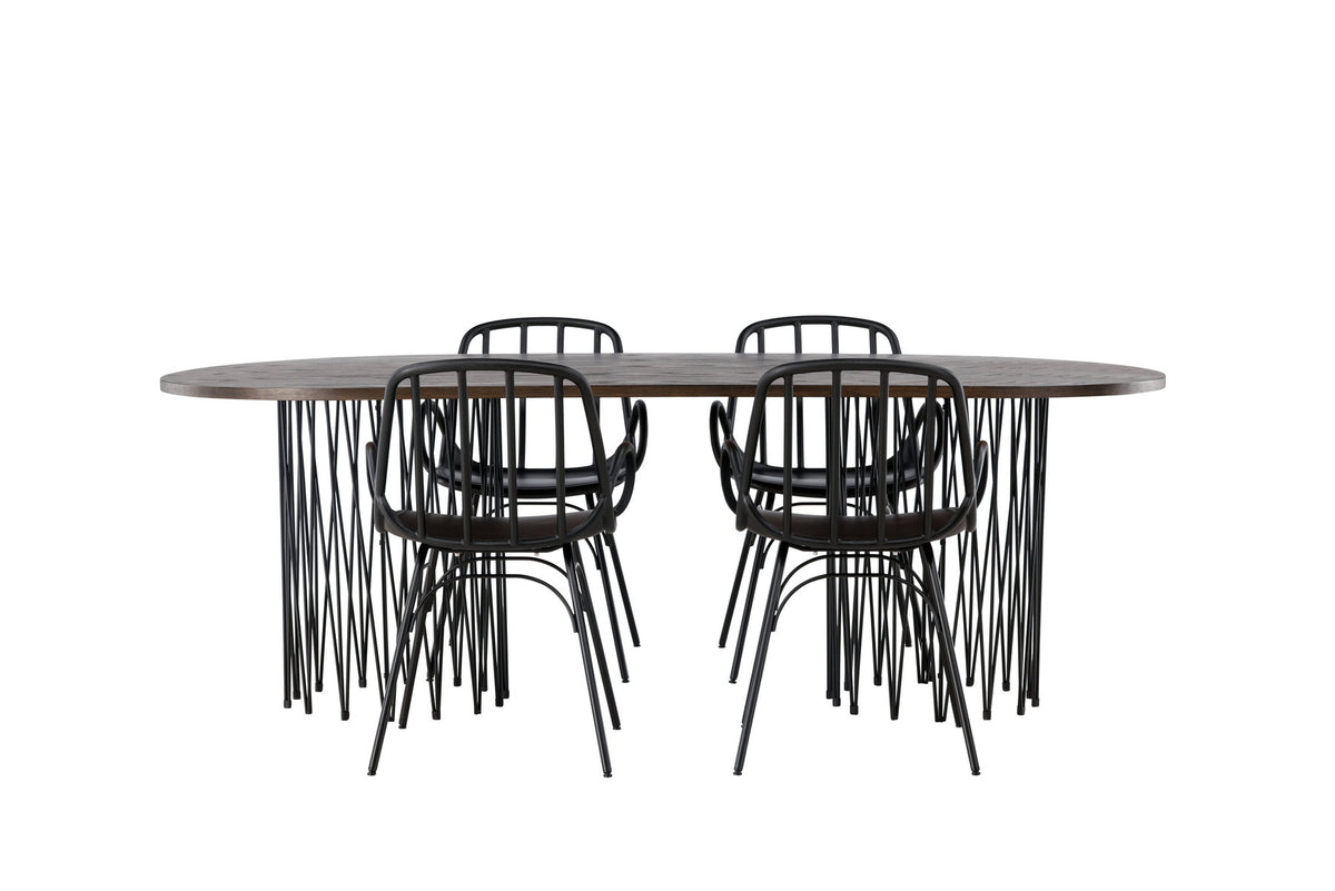 Stone Esszimmerset + Dyrön 220cm/4St. in Schwarz präsentiert im Onlineshop von KAQTU Design AG. Esszimmerset ist von Venture Home
