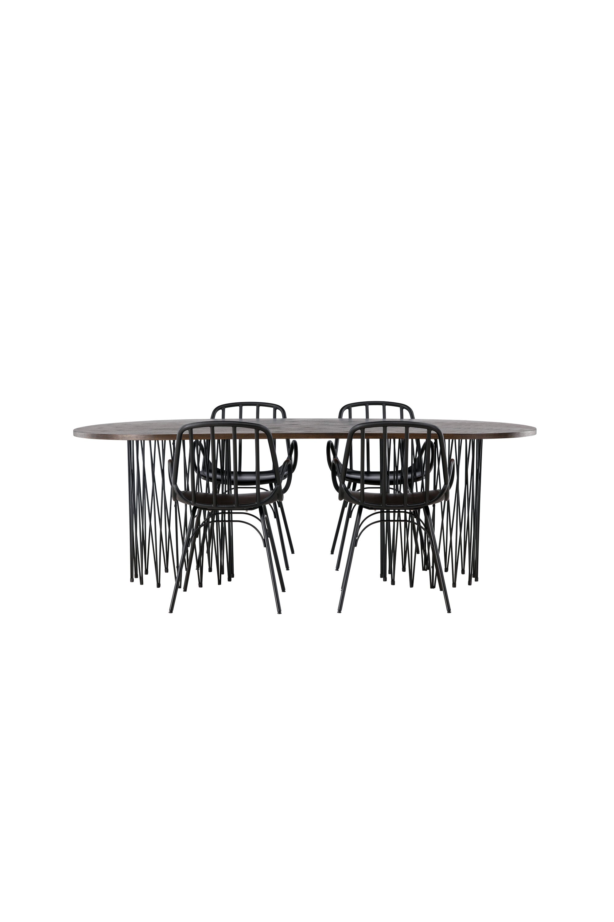 Stone Esszimmerset + Dyrön 220cm/4St. in Schwarz präsentiert im Onlineshop von KAQTU Design AG. Esszimmerset ist von Venture Home