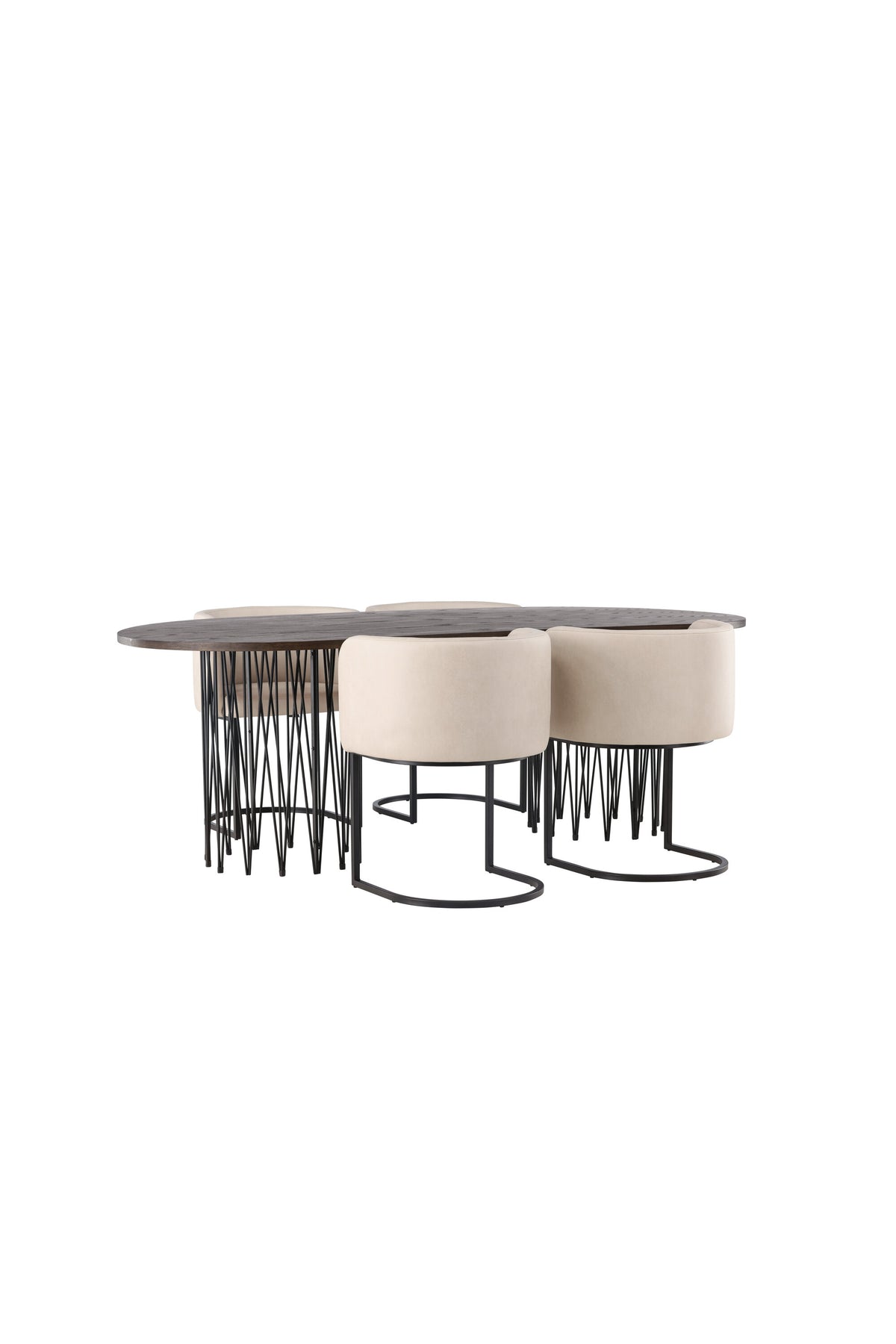 Stone Esszimmerset + Simrishamn 220cm/4St. in Beige, Schwarz präsentiert im Onlineshop von KAQTU Design AG. Esszimmerset ist von Venture Home