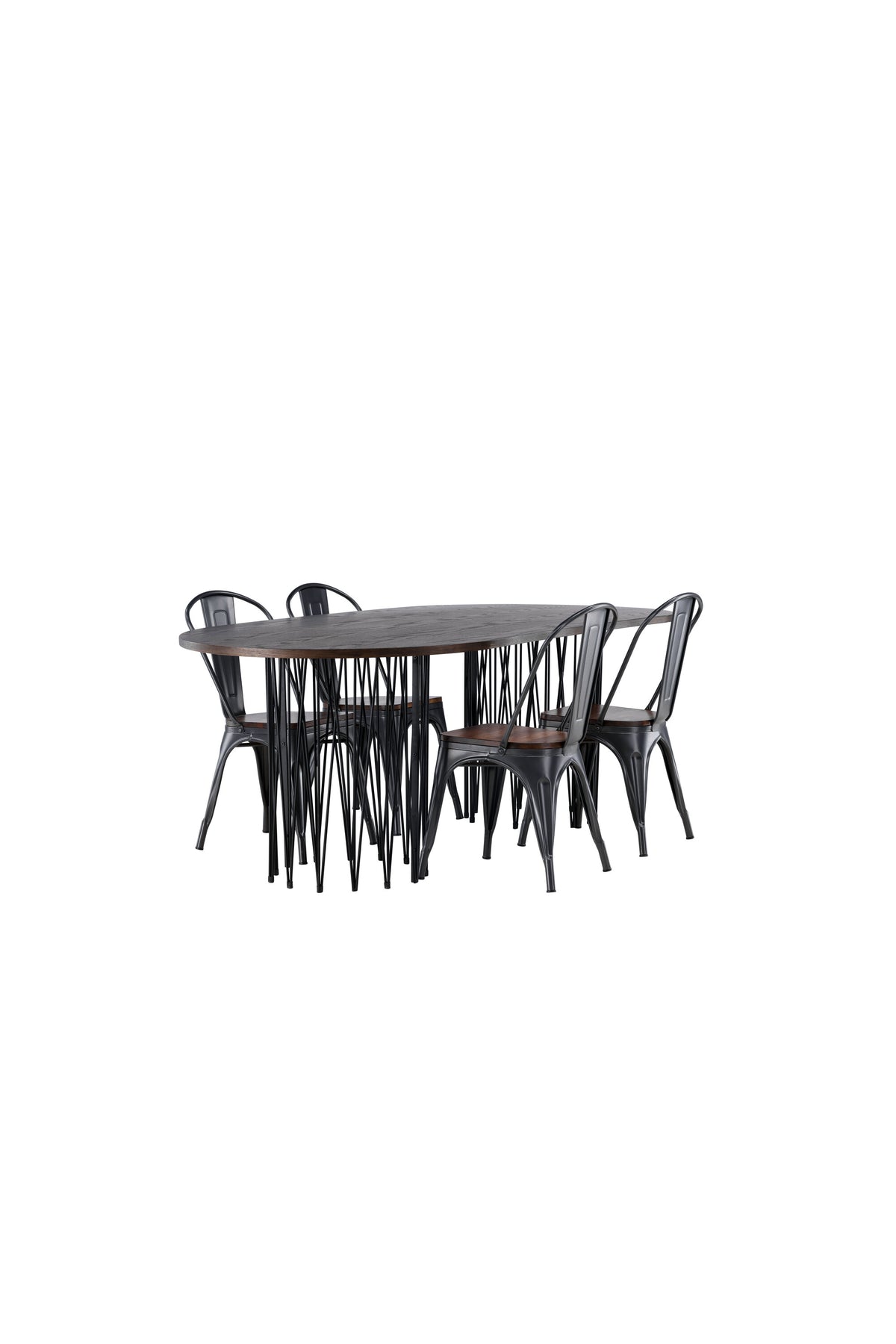 Stone Esszimmerset + Tempe 220cm/4St. in Dunkelgrau, Walnuss präsentiert im Onlineshop von KAQTU Design AG. Esszimmerset ist von Venture Home