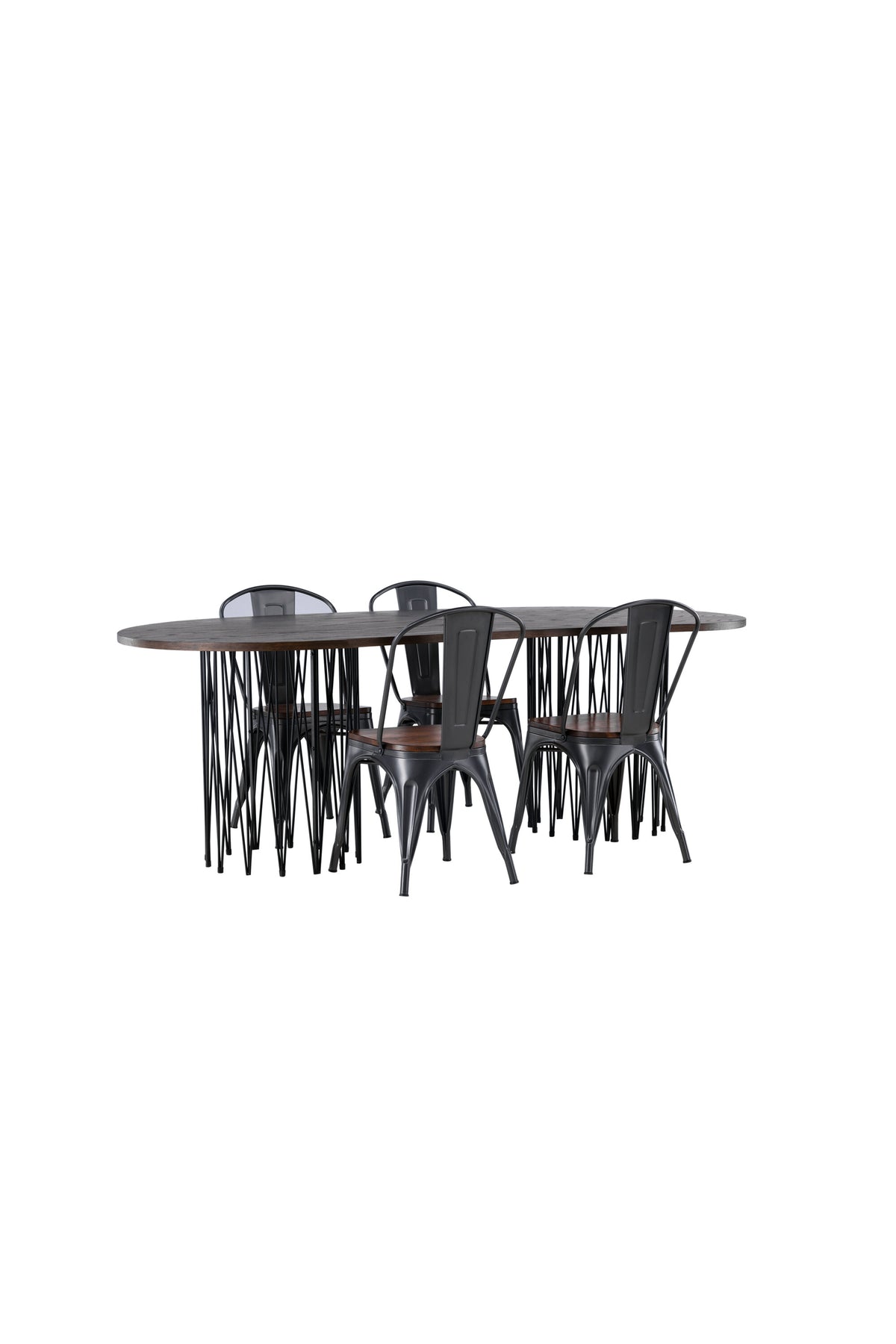Stone Esszimmerset + Tempe 220cm/4St. in Dunkelgrau, Walnuss präsentiert im Onlineshop von KAQTU Design AG. Esszimmerset ist von Venture Home