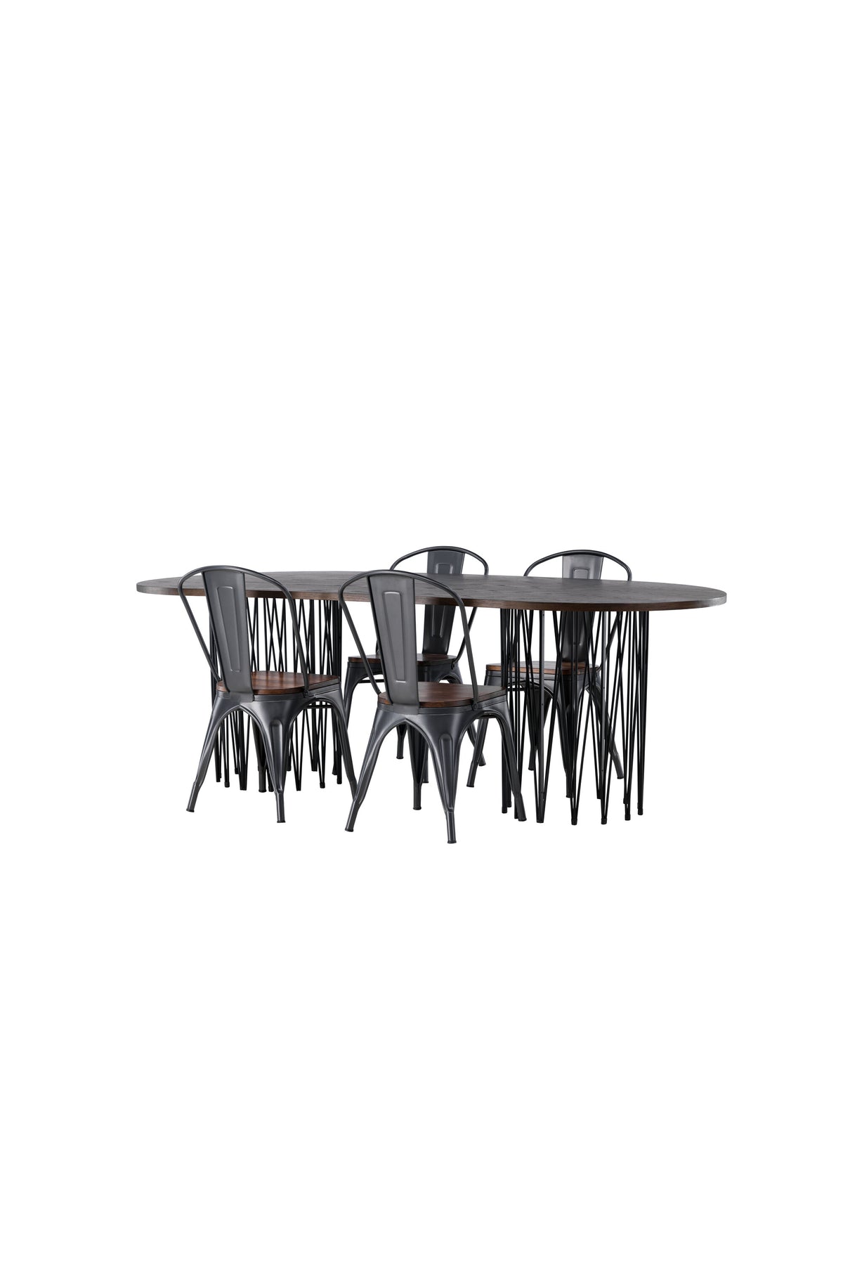 Stone Esszimmerset + Tempe 220cm/4St. in Dunkelgrau, Walnuss präsentiert im Onlineshop von KAQTU Design AG. Esszimmerset ist von Venture Home