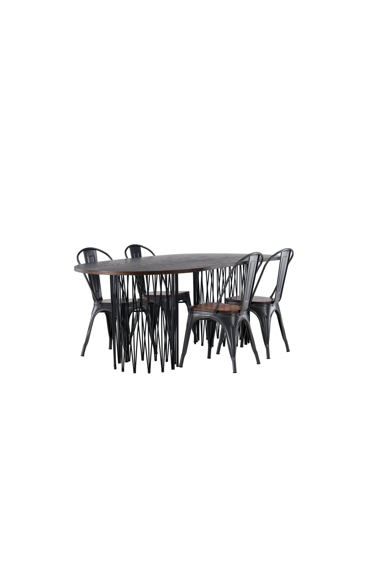 Stone Esszimmerset + Tempe 220cm/4St. in Dunkelgrau, Walnuss präsentiert im Onlineshop von KAQTU Design AG. Esszimmerset ist von Venture Home