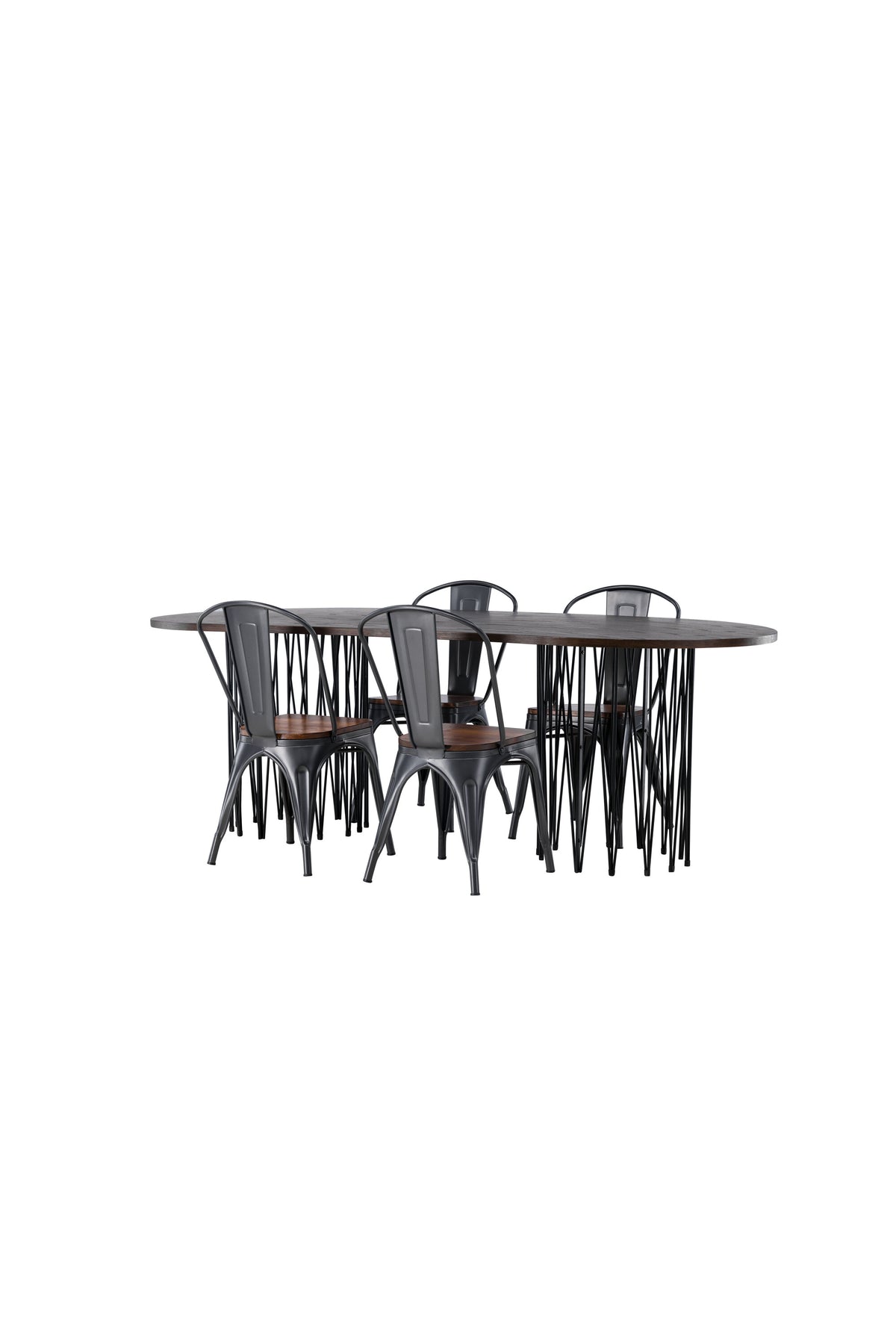 Stone Esszimmerset + Tempe 220cm/4St. in Dunkelgrau, Walnuss präsentiert im Onlineshop von KAQTU Design AG. Esszimmerset ist von Venture Home