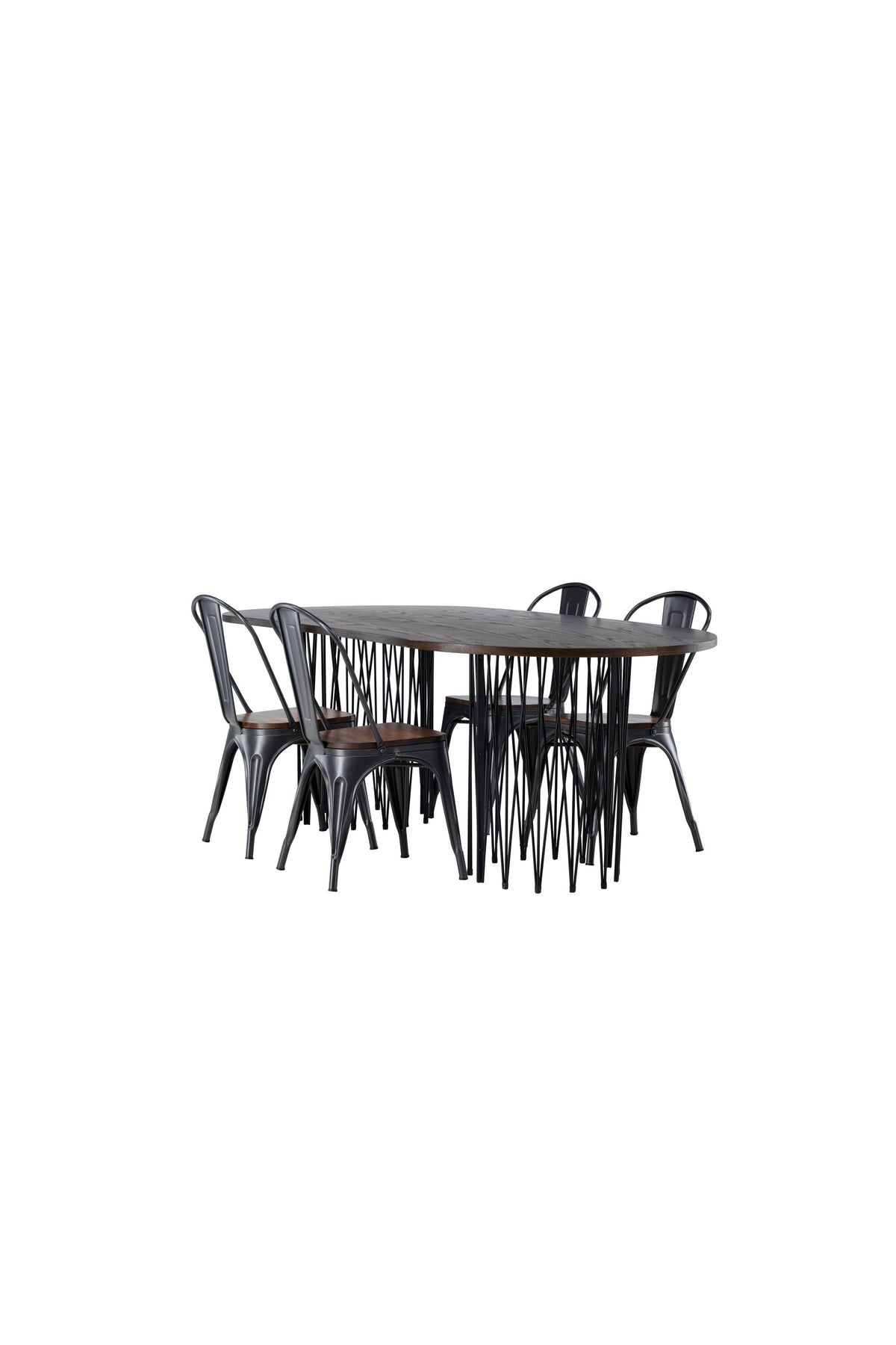 Stone Esszimmerset + Tempe 220cm/4St. in Dunkelgrau, Walnuss präsentiert im Onlineshop von KAQTU Design AG. Esszimmerset ist von Venture Home