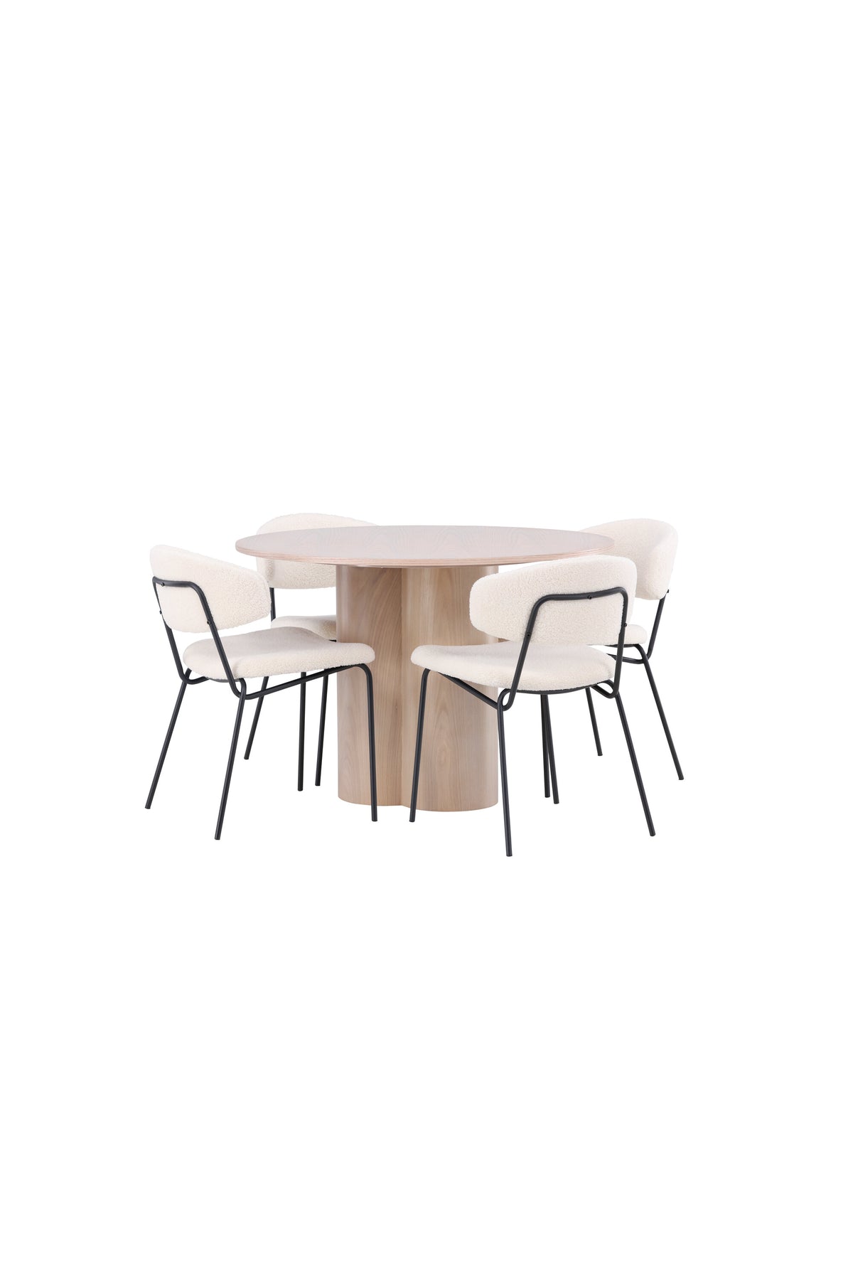 Olivia Esszimmer Set + Chico ⌀110cm/4St. in Natur / Weiss präsentiert im Onlineshop von KAQTU Design AG. Esszimmerset ist von Venture Home