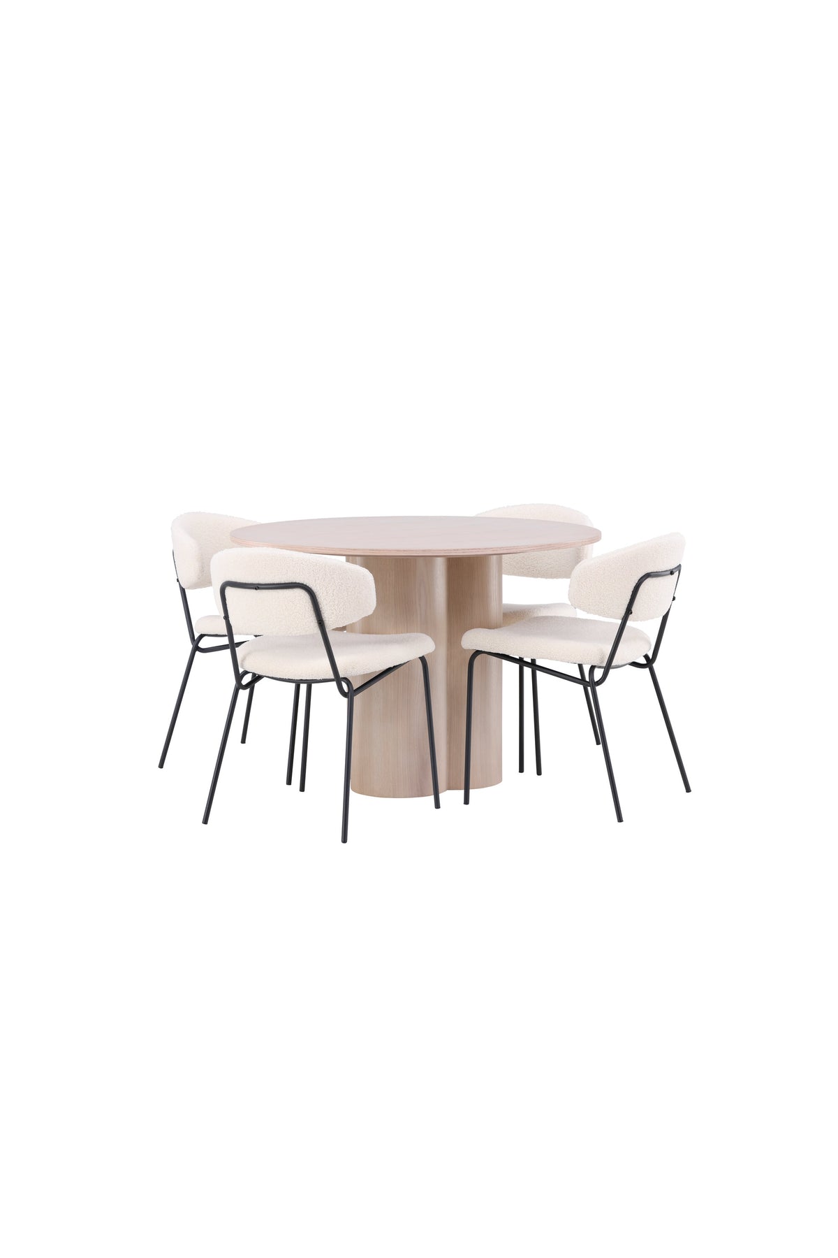 Olivia Esszimmer Set + Chico ⌀110cm/4St. in Natur / Weiss präsentiert im Onlineshop von KAQTU Design AG. Esszimmerset ist von Venture Home