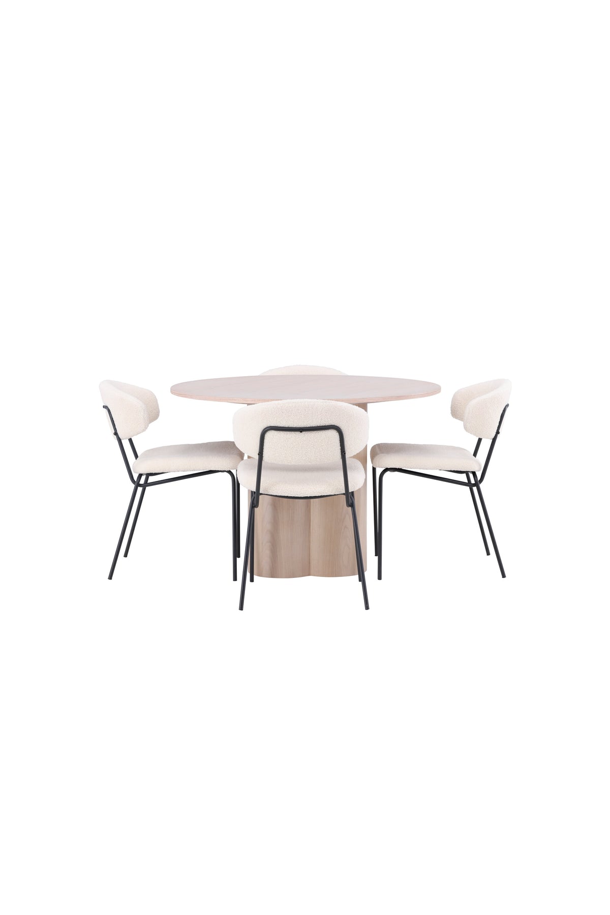 Olivia Esszimmer Set + Chico ⌀110cm/4St. in Natur / Weiss präsentiert im Onlineshop von KAQTU Design AG. Esszimmerset ist von Venture Home