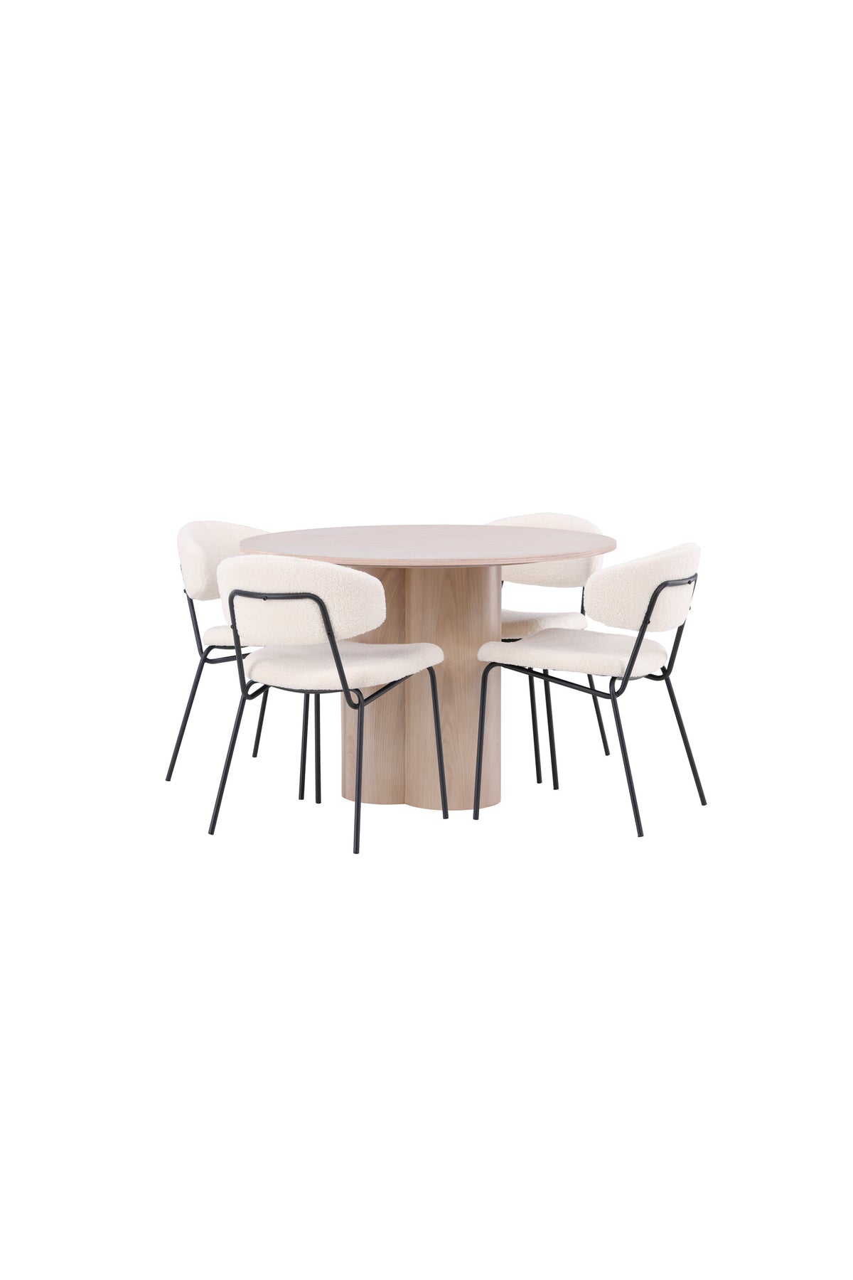 Olivia Esszimmer Set + Chico ⌀110cm/4St. in Natur / Weiss präsentiert im Onlineshop von KAQTU Design AG. Esszimmerset ist von Venture Home