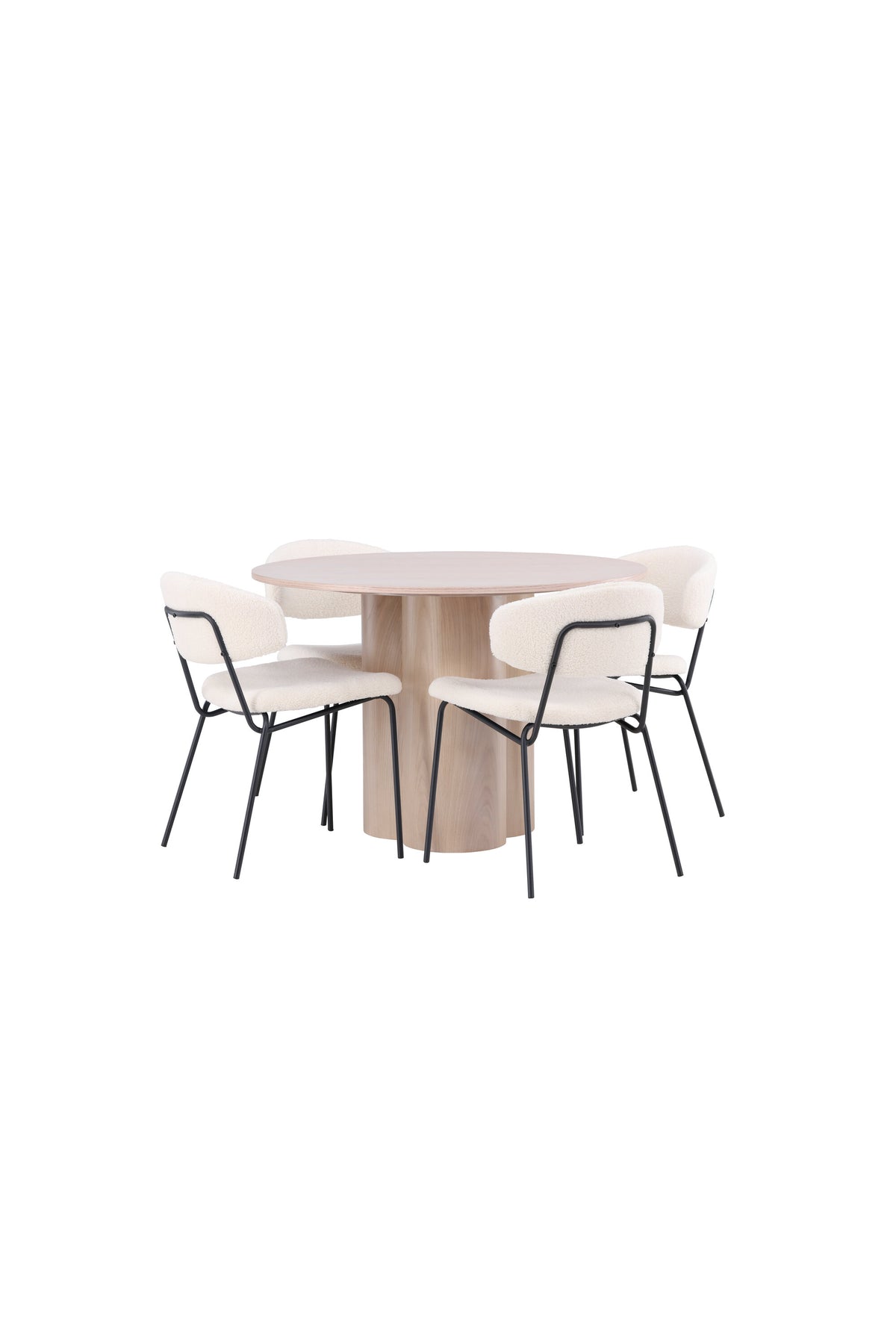 Olivia Esszimmer Set + Chico ⌀110cm/4St. in Natur / Weiss präsentiert im Onlineshop von KAQTU Design AG. Esszimmerset ist von Venture Home