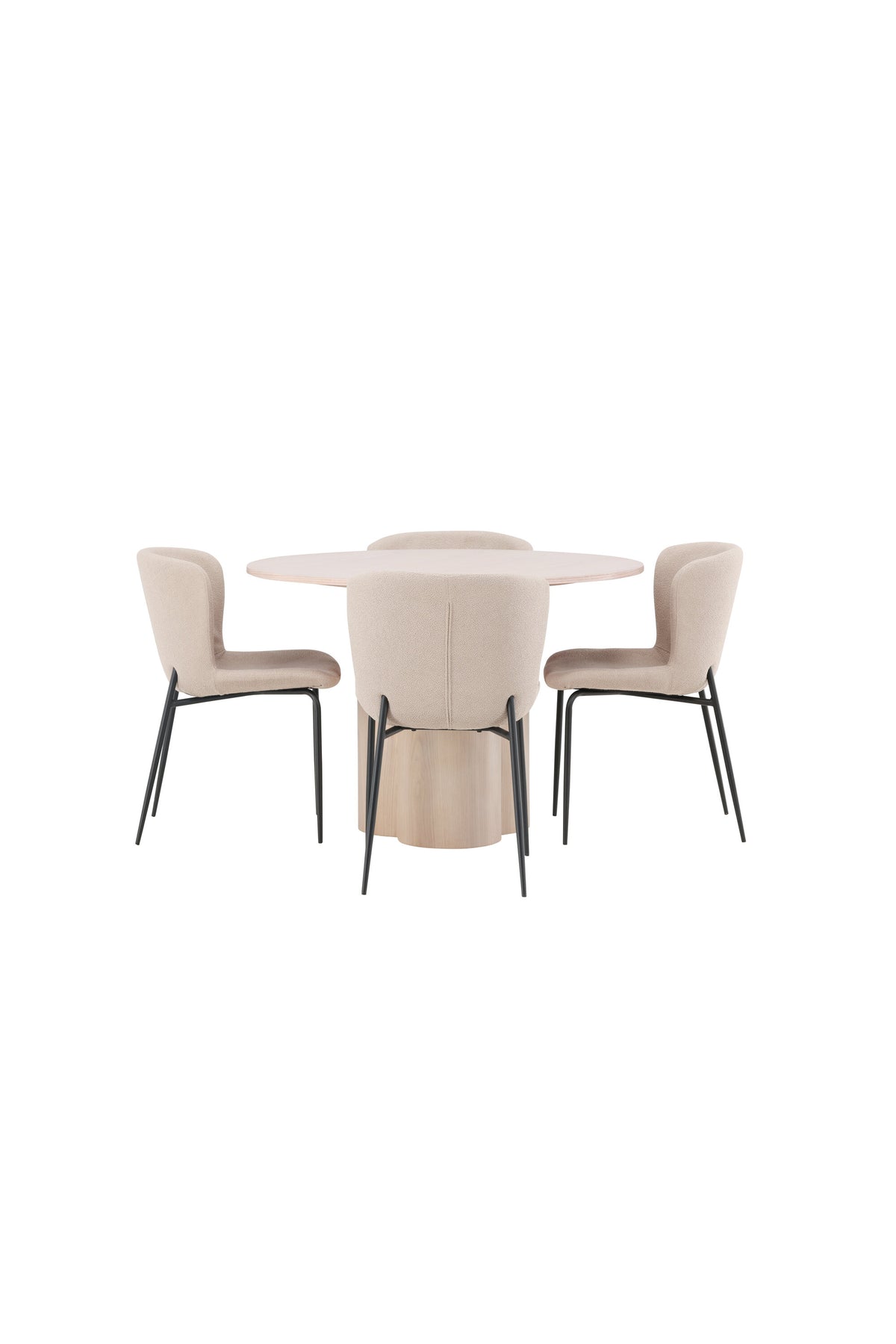 Olivia Esszimmer Set + Modesto ⌀110cm/4St. in Natur / Beige / Schwarz präsentiert im Onlineshop von KAQTU Design AG. Esszimmerset ist von Venture Home