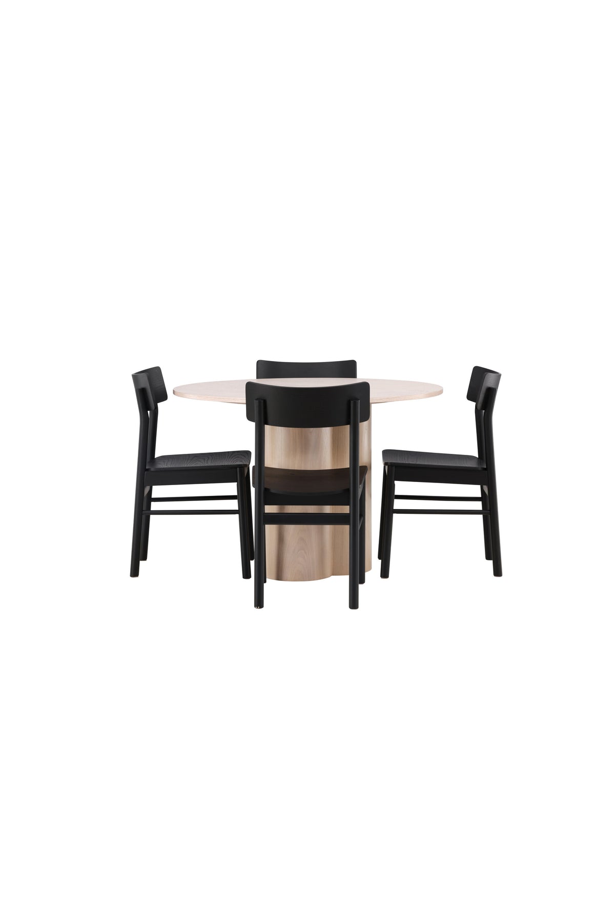 Olivia Esszimmer Set + Montros ⌀110cm/4St. in Natur / Schwarz präsentiert im Onlineshop von KAQTU Design AG. Esszimmerset ist von Venture Home
