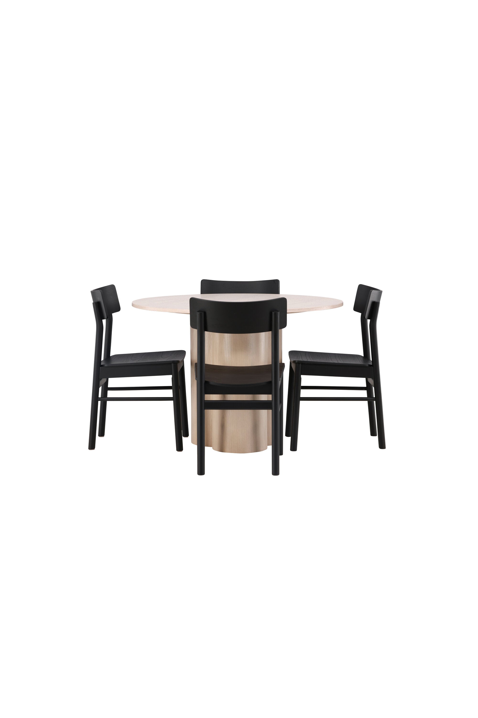 Olivia Esszimmer Set + Montros ⌀110cm/4St. in Natur / Schwarz präsentiert im Onlineshop von KAQTU Design AG. Esszimmerset ist von Venture Home