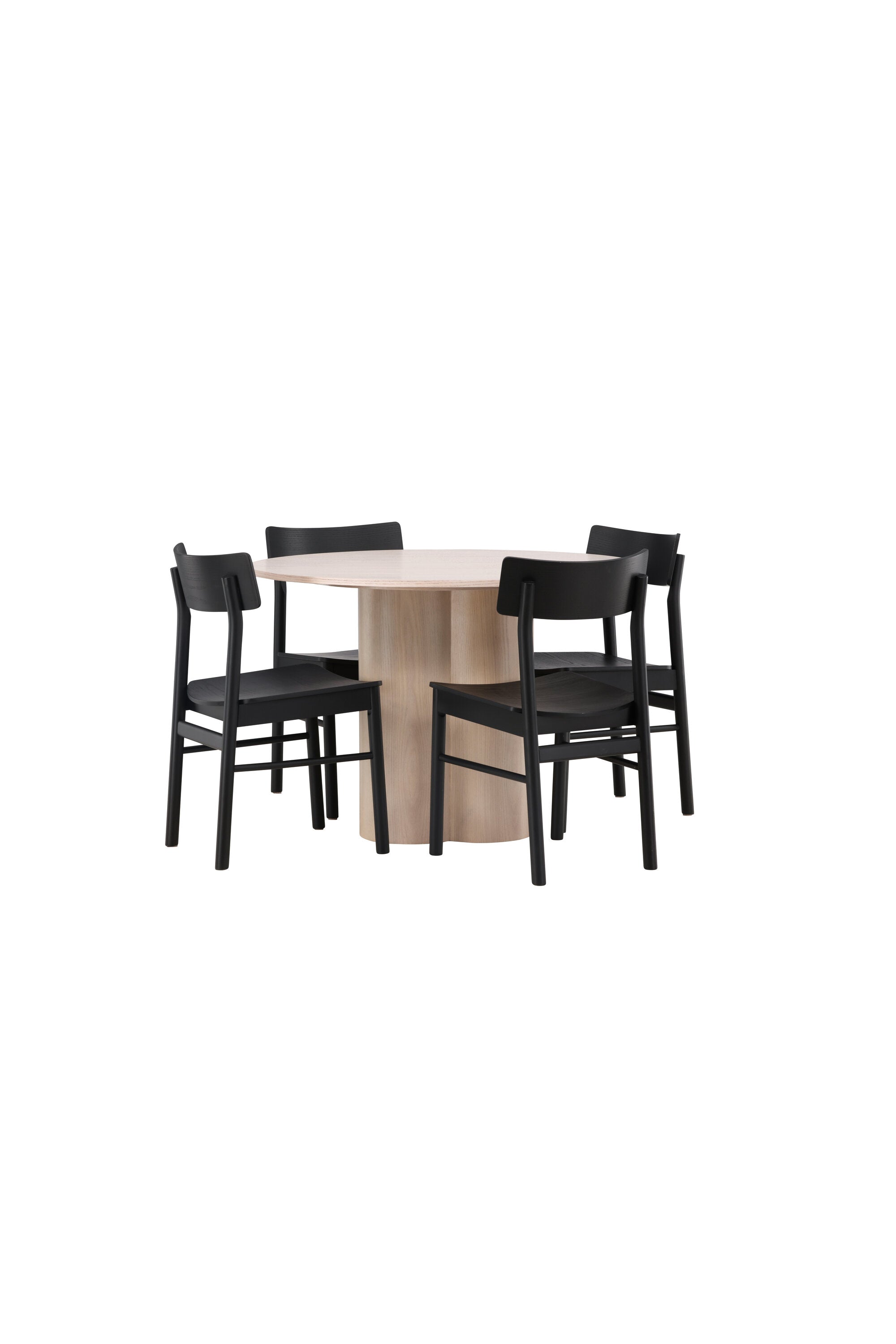 Olivia Esszimmer Set + Montros ⌀110cm/4St. in Natur / Schwarz präsentiert im Onlineshop von KAQTU Design AG. Esszimmerset ist von Venture Home