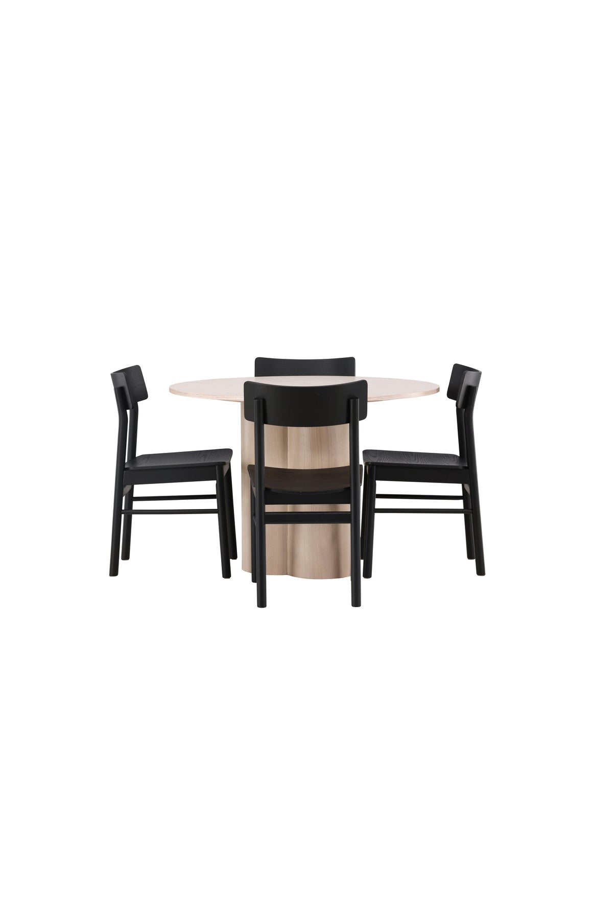 Olivia Esszimmer Set + Montros ⌀110cm/4St. in Natur / Schwarz präsentiert im Onlineshop von KAQTU Design AG. Esszimmerset ist von Venture Home