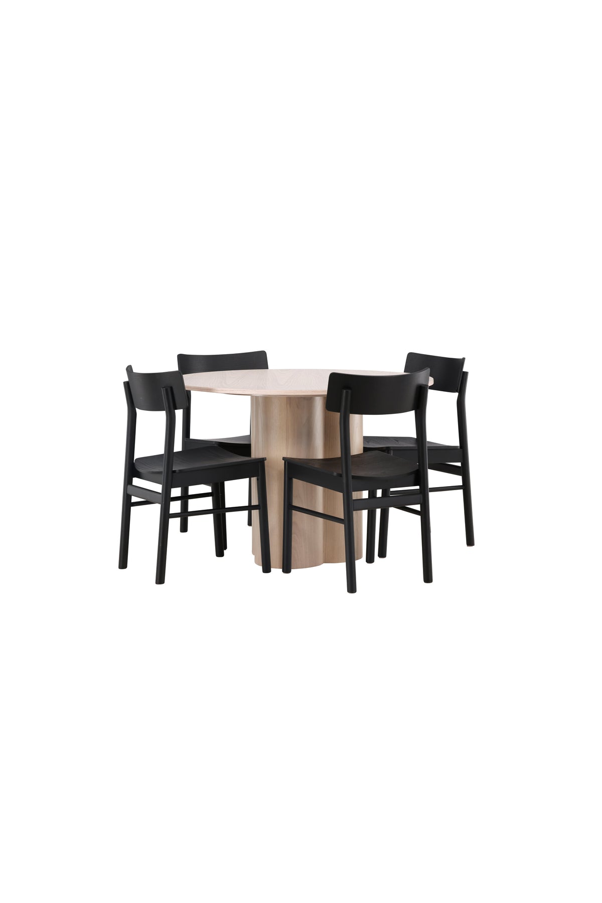Olivia Esszimmer Set + Montros ⌀110cm/4St. in Natur / Schwarz präsentiert im Onlineshop von KAQTU Design AG. Esszimmerset ist von Venture Home