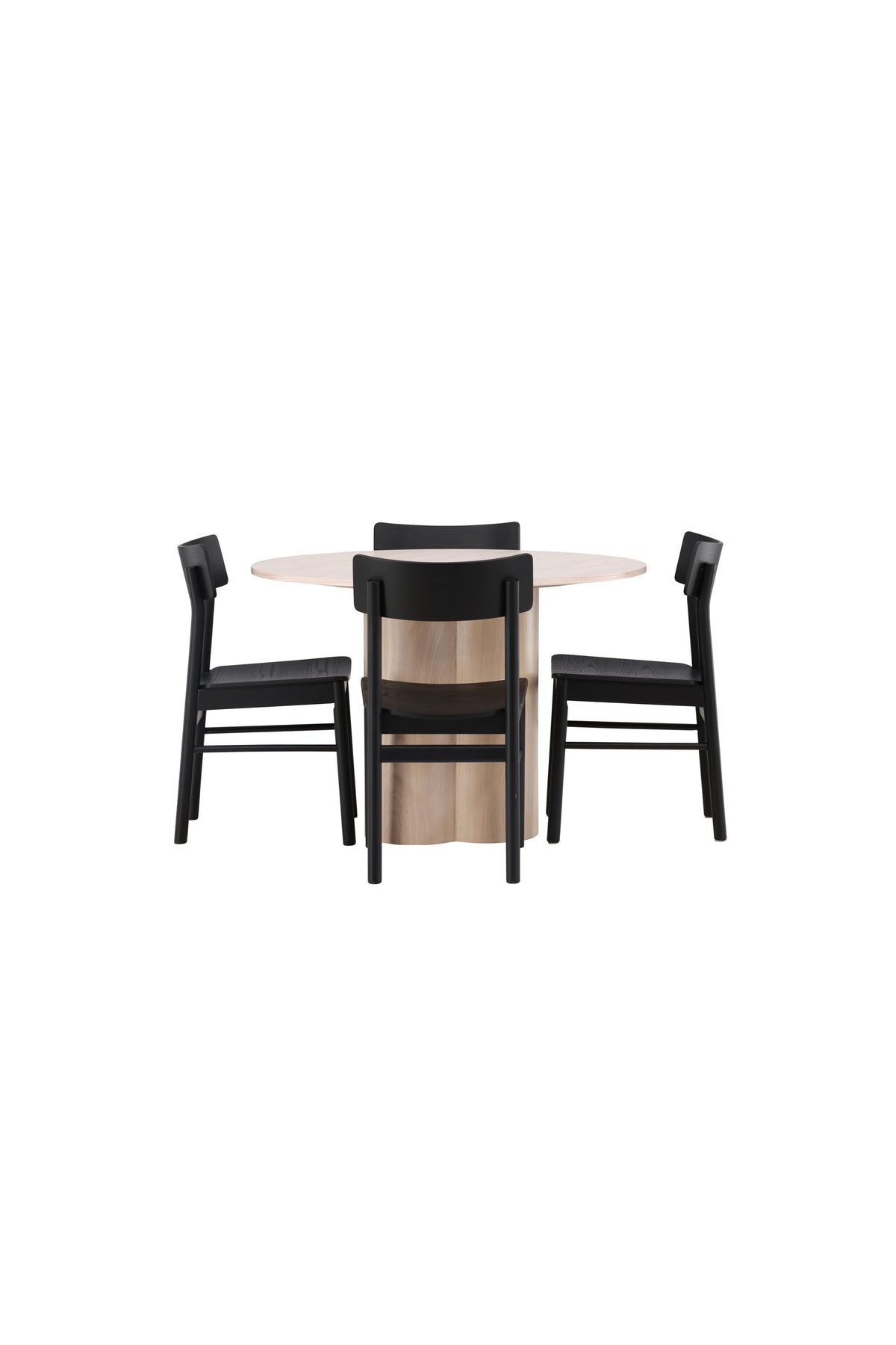 Olivia Esszimmer Set + Montros ⌀110cm/4St. in Natur / Schwarz präsentiert im Onlineshop von KAQTU Design AG. Esszimmerset ist von Venture Home